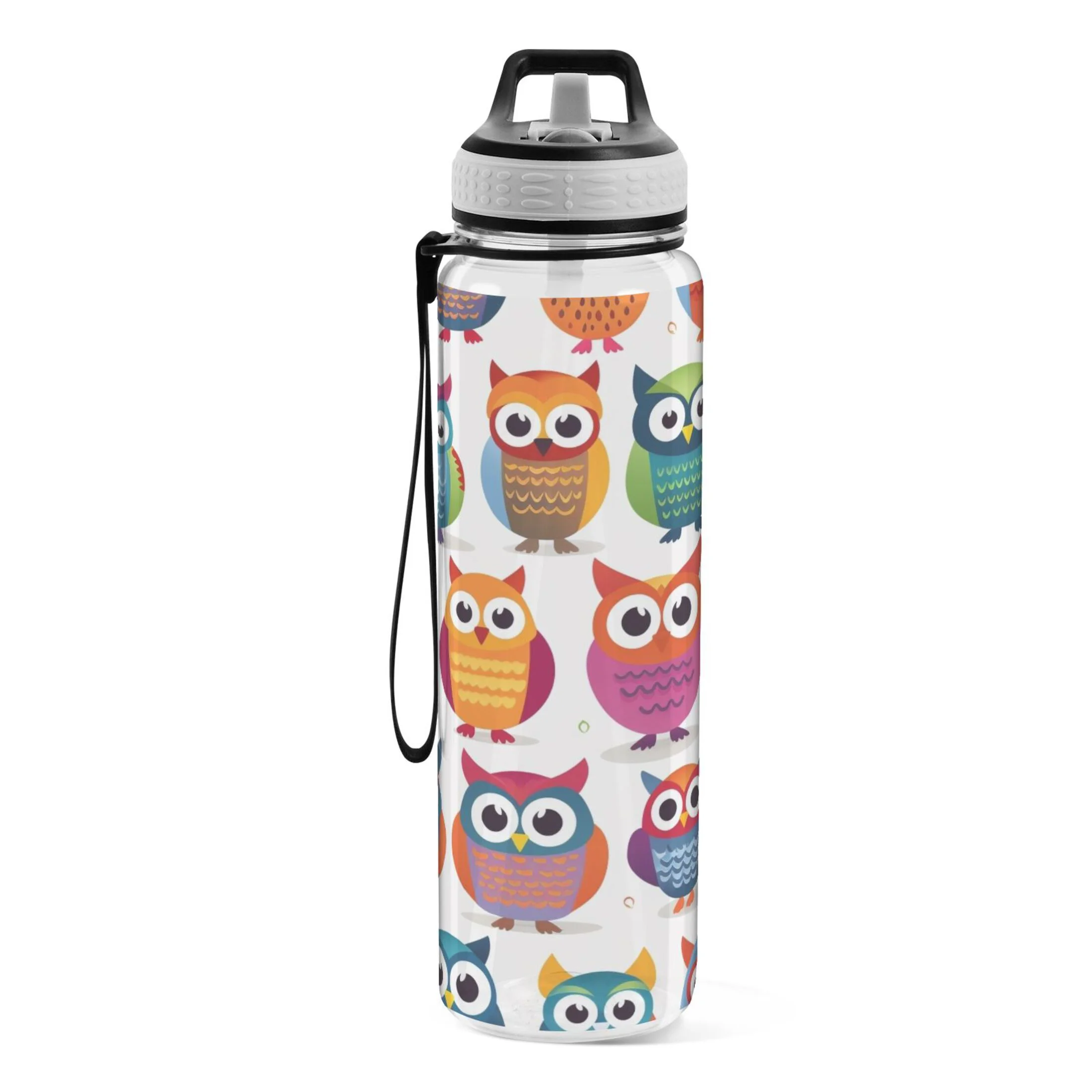 Owls 32oz Water Bottles with Straw Tritan Leakproof Sports Bottle BPA Free Clear for Fitness Gym Swimming Cycling