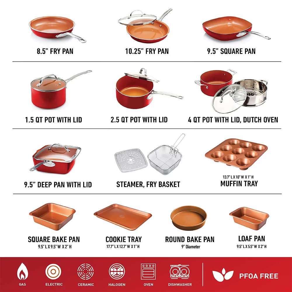 Gotham Steel 20 Piece Nonstick Pots and Pans Set including Bakeware, Nonstick Cookware Set