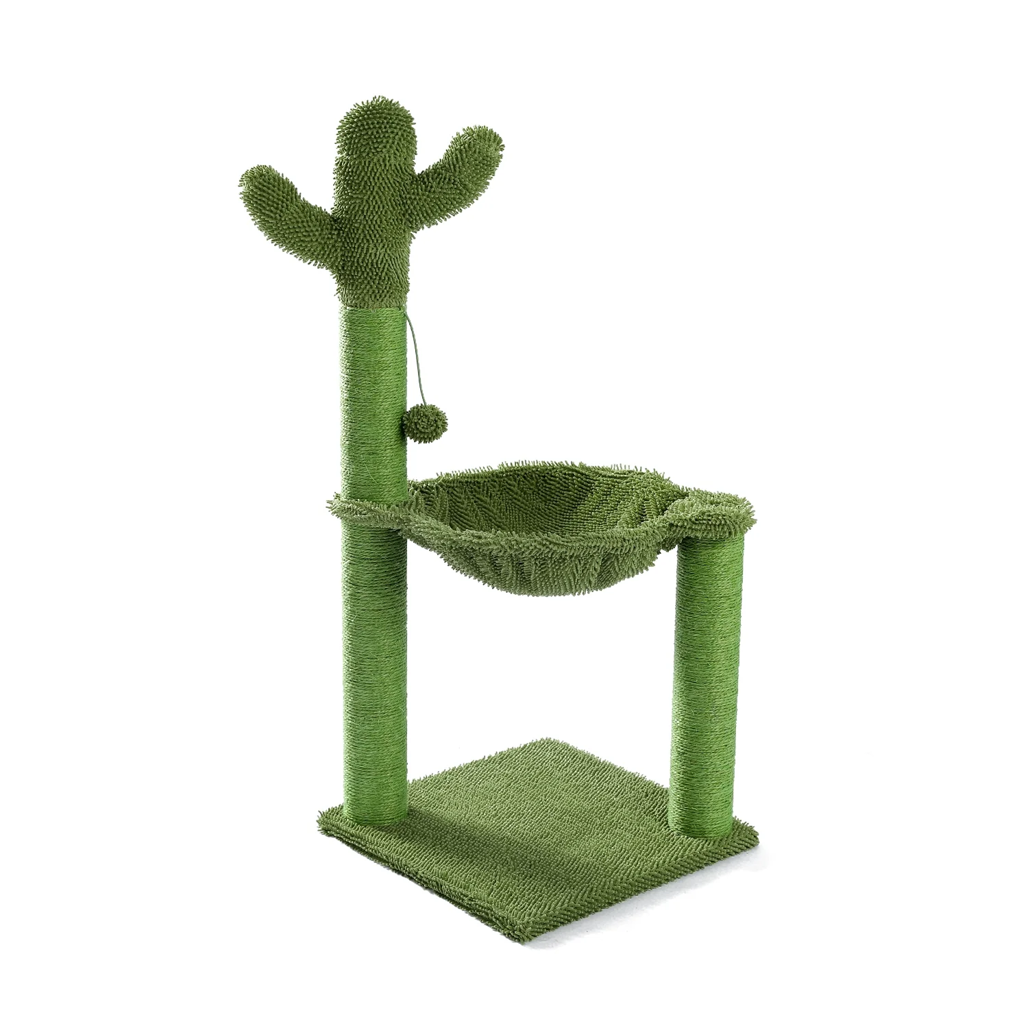 Deiokin Cat Tree, Cactus Cat Tree with Scratching Post and Hammock Play Tower for Indoor Cats, Cat Scratcher with Ball for Cats and Kittens