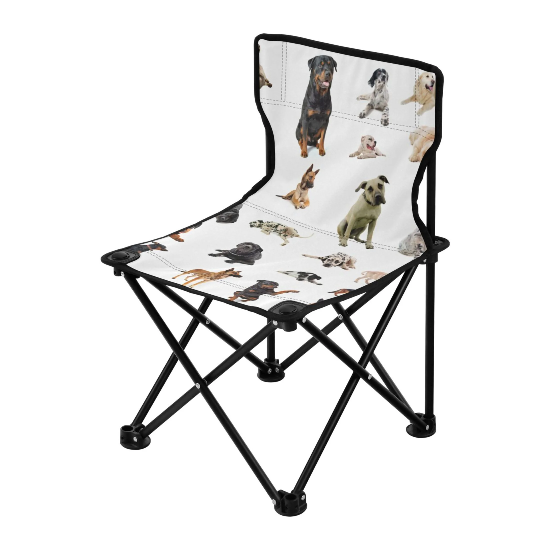 Dogs Different Portable Camping Chair Outdoor Folding Beach Chair Fishing Chair Lawn Chair with Carry Bag Support to 220LBS
