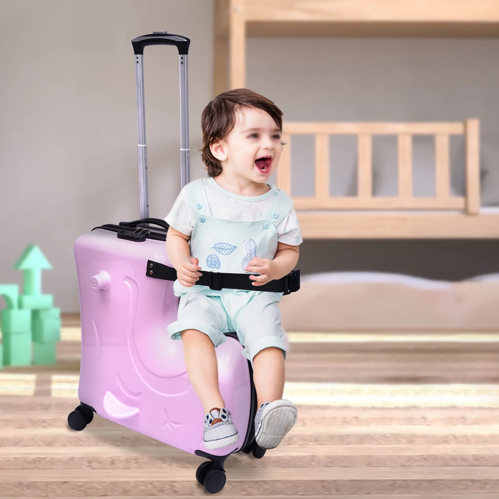 TFCFL Travel Suitcase with Spinner Wheels Children Thickening Trolley Case Unisex Pink 19.69