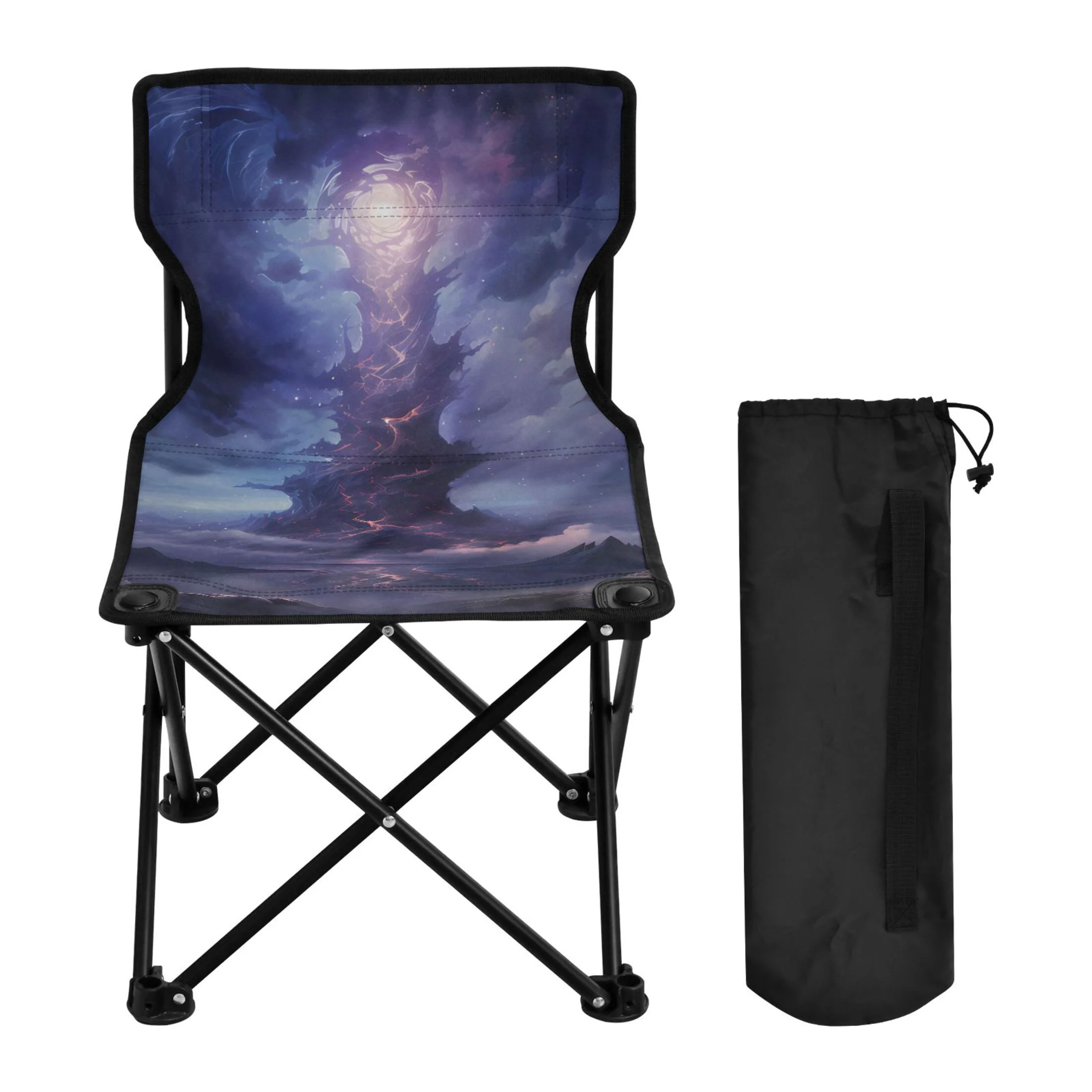 Magic Pattern Portable Camping Chair Outdoor Folding Beach Chair Fishing Chair Lawn Chair with Carry Bag Support to 220LBS