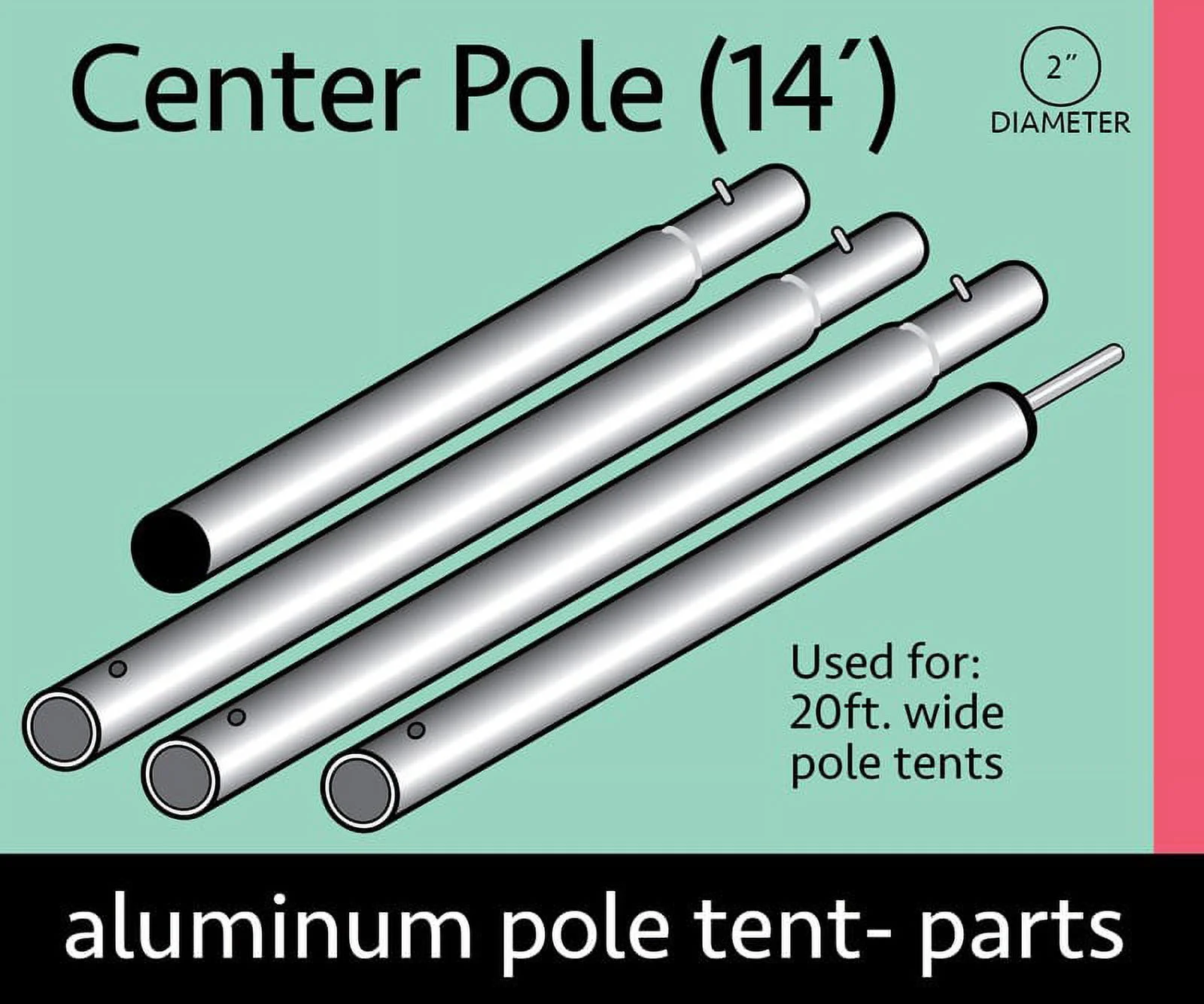 TentandTable Heavy Duty Anodized Aluminum Center TentandTable Tent Pole, 4 Pieces, 14 Ft