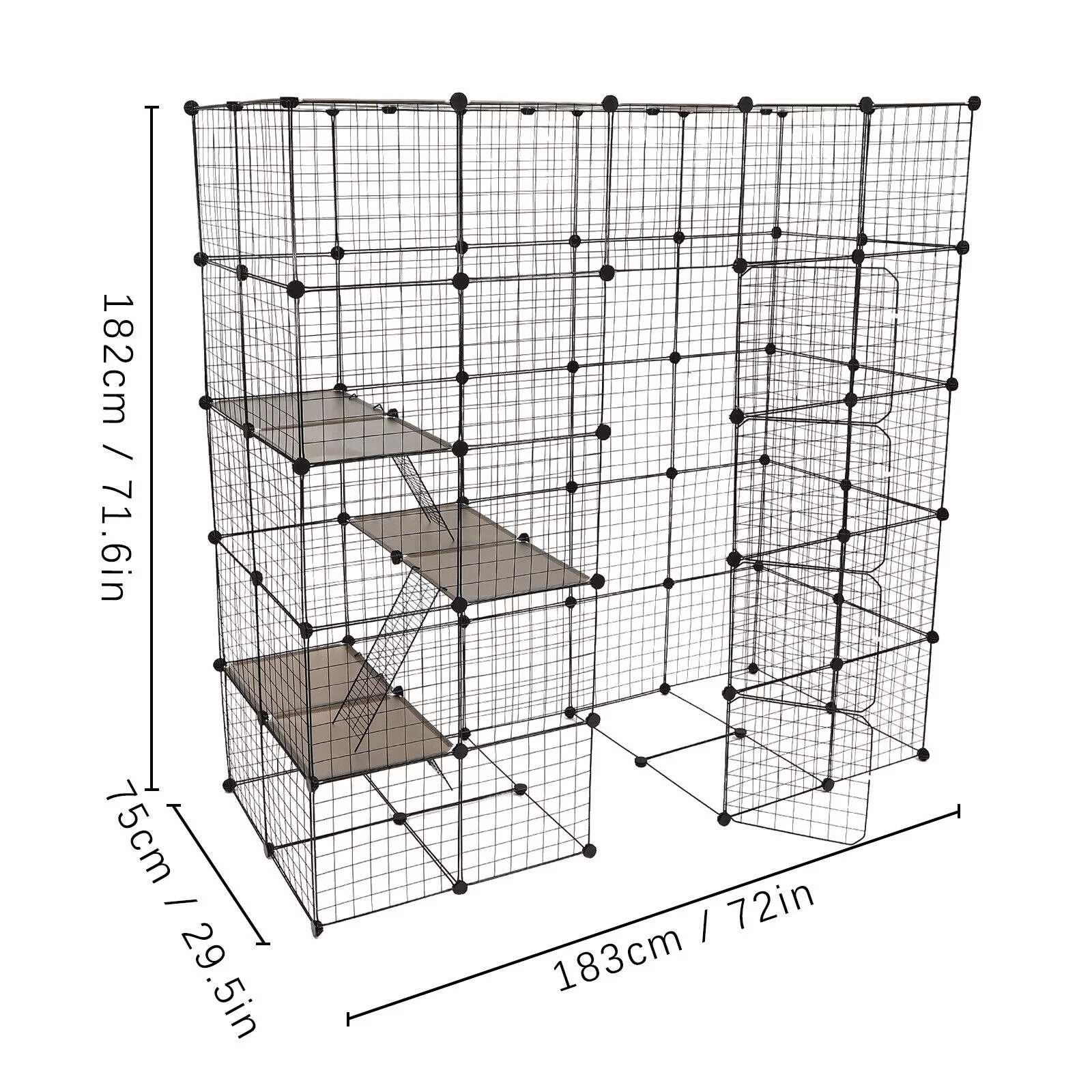MIDUO Cat Cage 5 Tier Indoor Cat Enclosures DIY Play Enclosures For 1-4 Cats