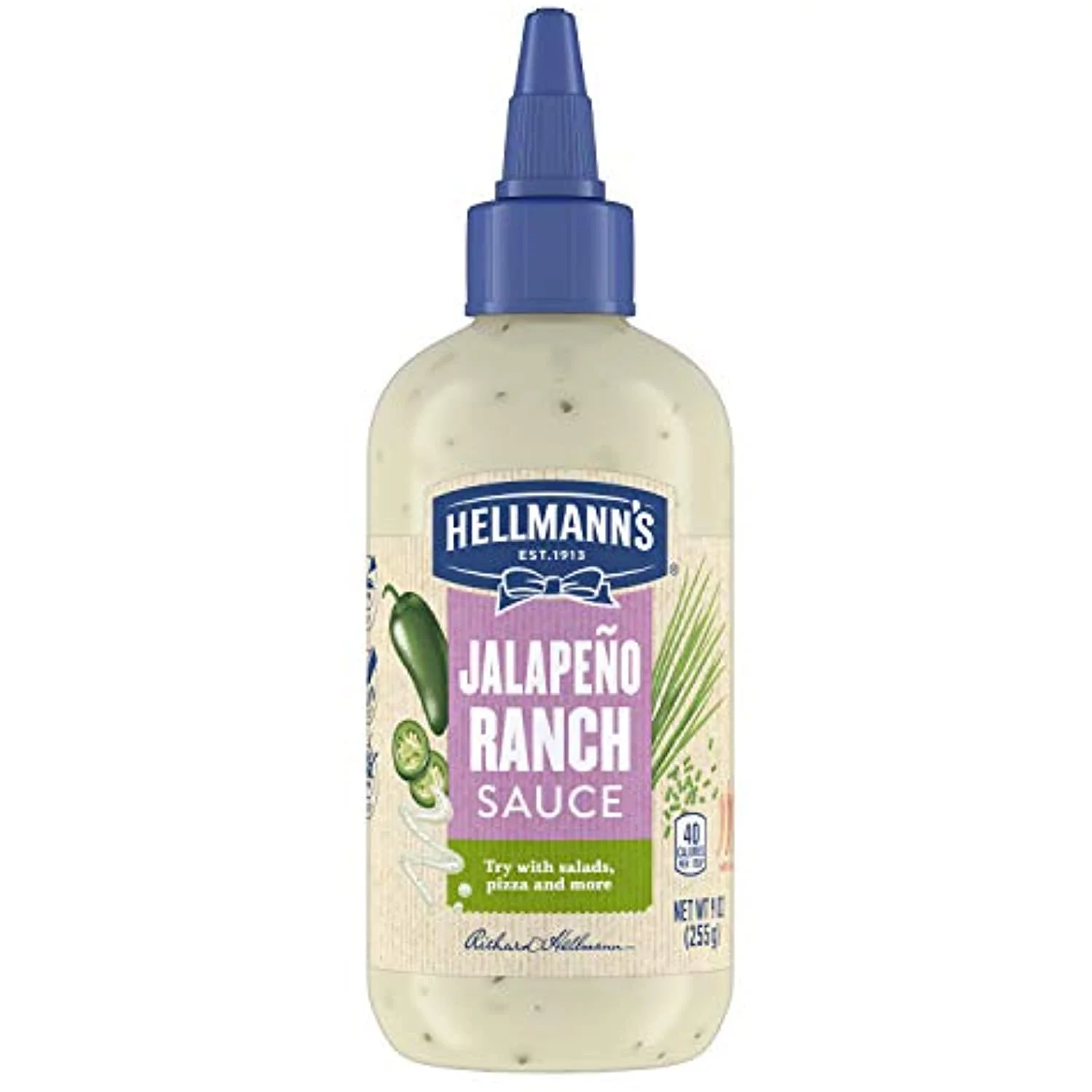 Hellmanns Dressing And Dip For Burgers, Sandwiches, And More Jalapeno Ranch Drizzle Sauce Squeeze Bottle 9 Oz