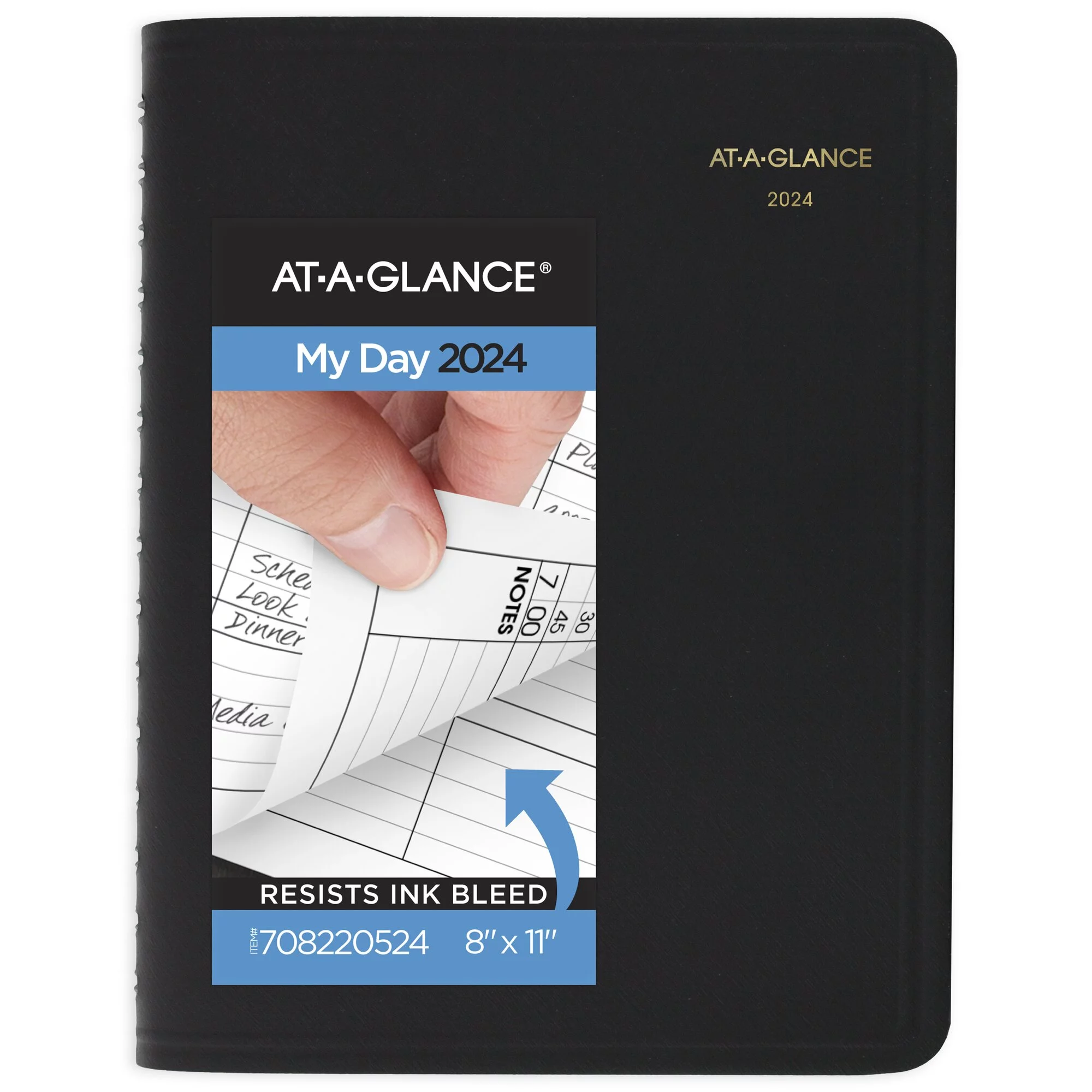AT-A-GLANCE 2024 Four Person Group Daily Appointment Book Black Large 8 x 11 -