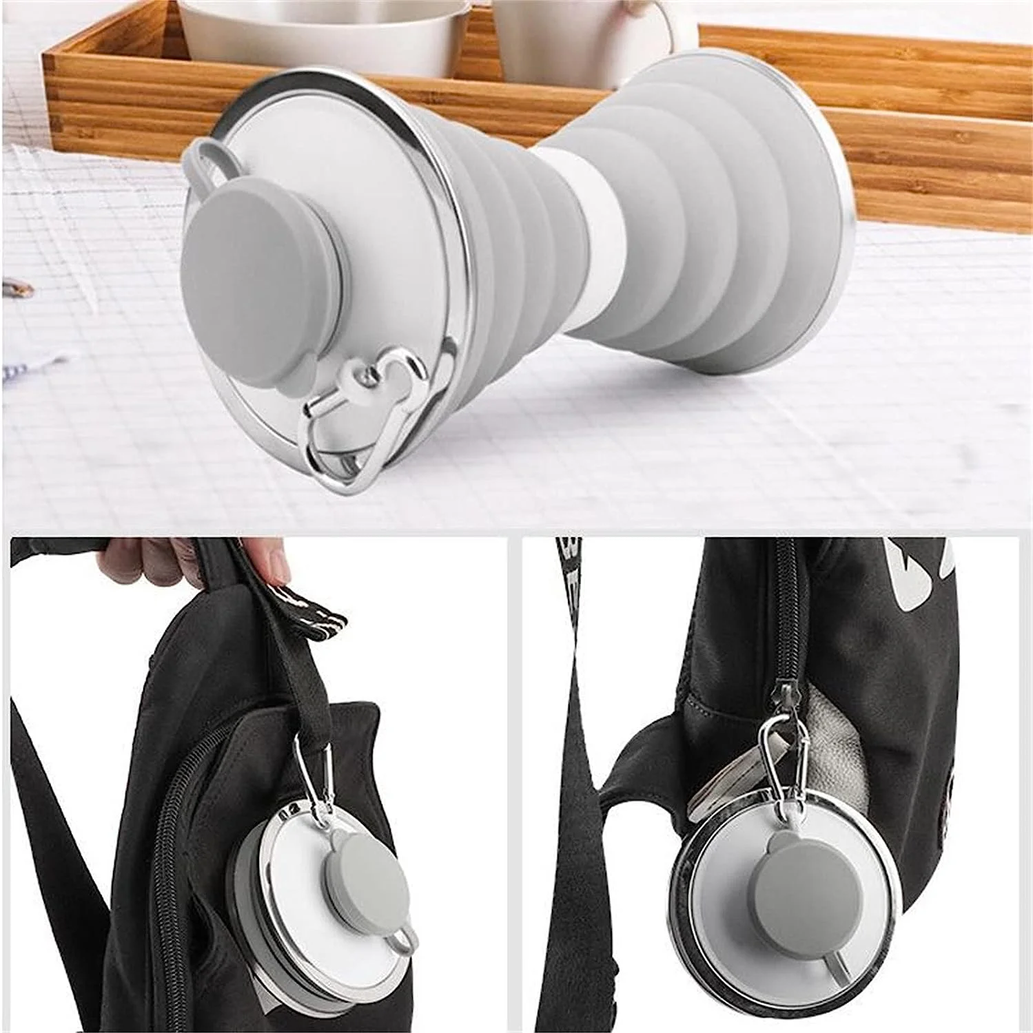 Travel Must Haves 1pc Foldable Water Bottle Reusable Leakproof Silicone Sports Travel Water Bottle