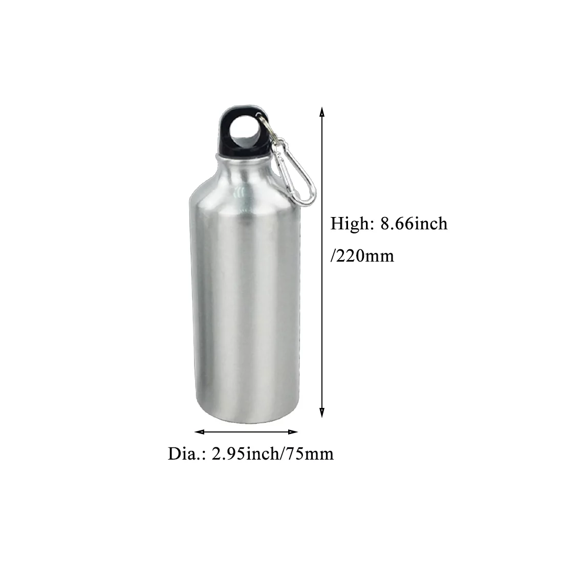 PreAsion 10pcs 600ml Water Bottle with Safe Lock Aluminium Silver