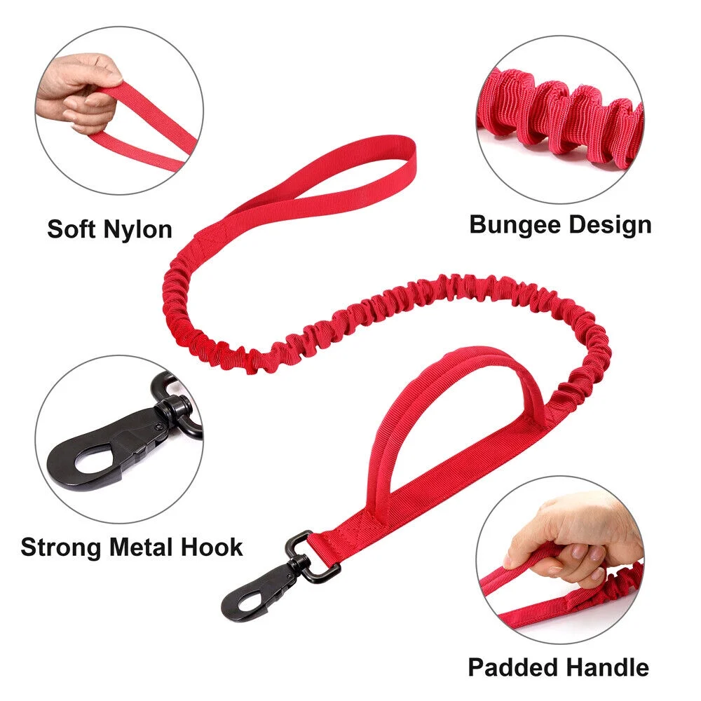Tactical Dog Leash No Pull Elastic Strap Durable Pet Training Traction Rope Lead