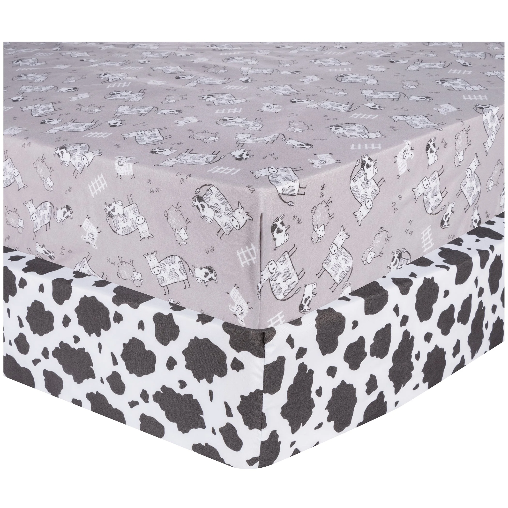 Sammy & Lou Unisex Purple Microfiber Fitted Sheets, Crib Bed, (2 Pieces ), Infant, Cow Character, 200 Thread Count