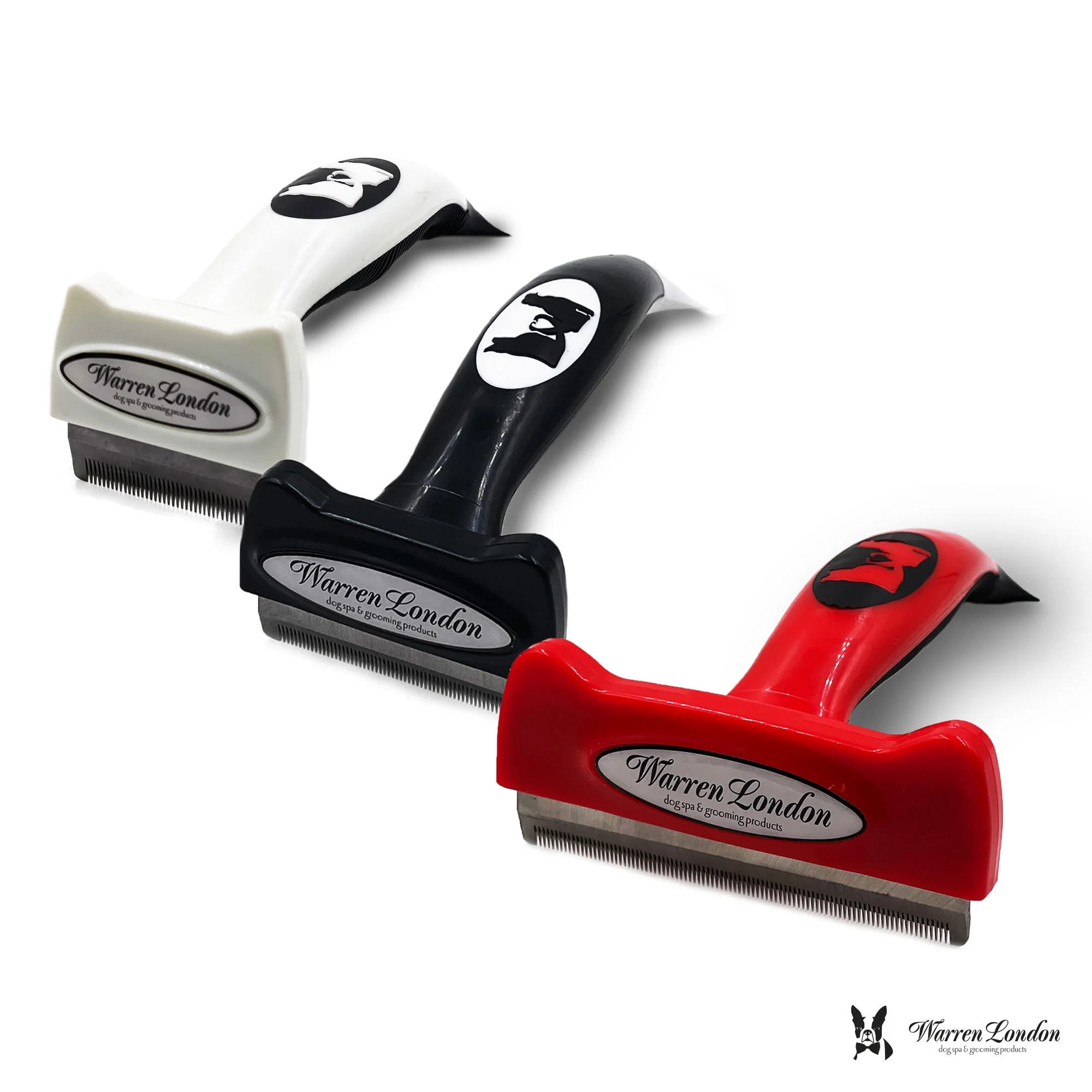 Deshedding Dog & Cat Brush by Warren London | Stainless Steel Deshedding Tool | Long Hair - Small