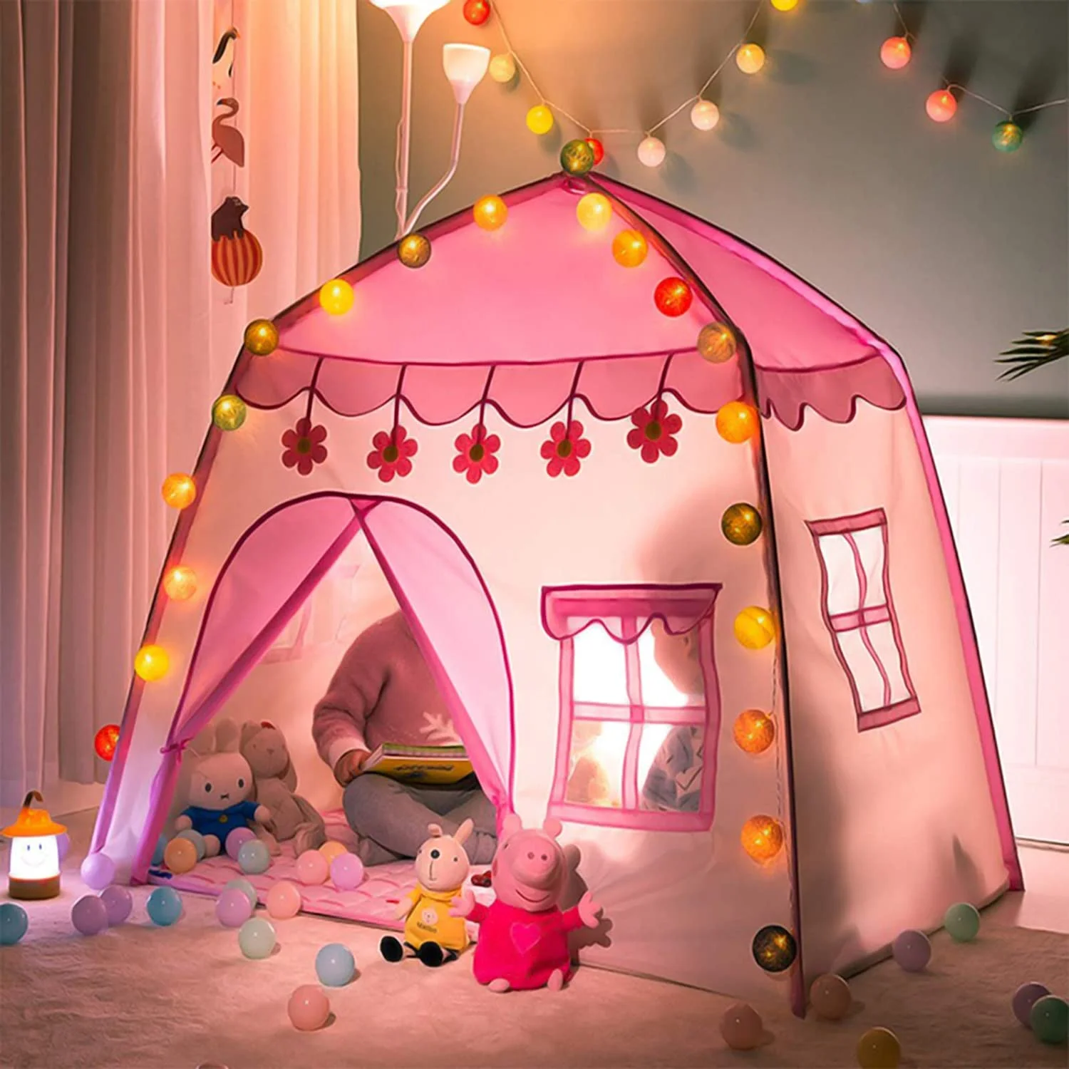 Willwolfer Play House Indoor Princess Castle Teepee Play Tent For Kids Girls Birthday Christmas Gift