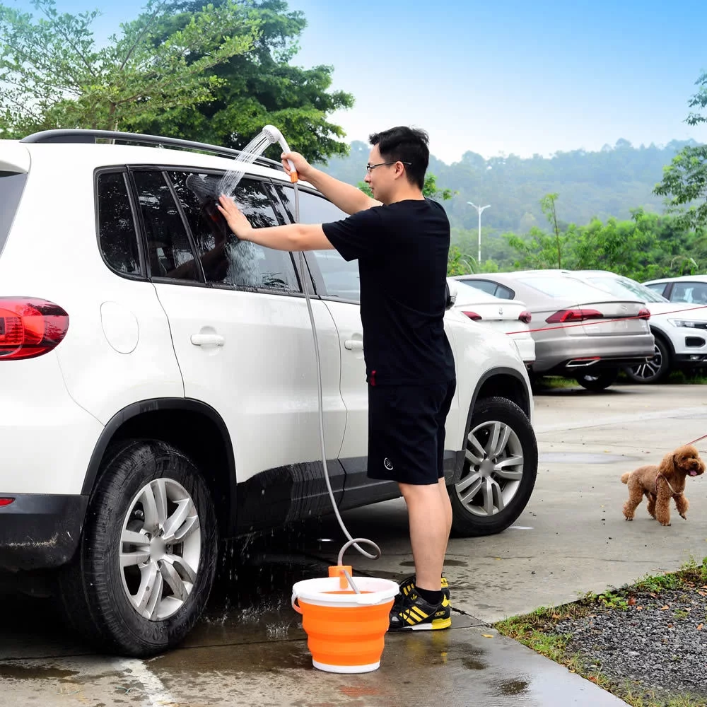 ammoon Electric Shower Pump, Portable Camping Shower, Rechargeable Shower, Large Capacity Folding Bucket, Hiking Traveling Shower Bathe Tool