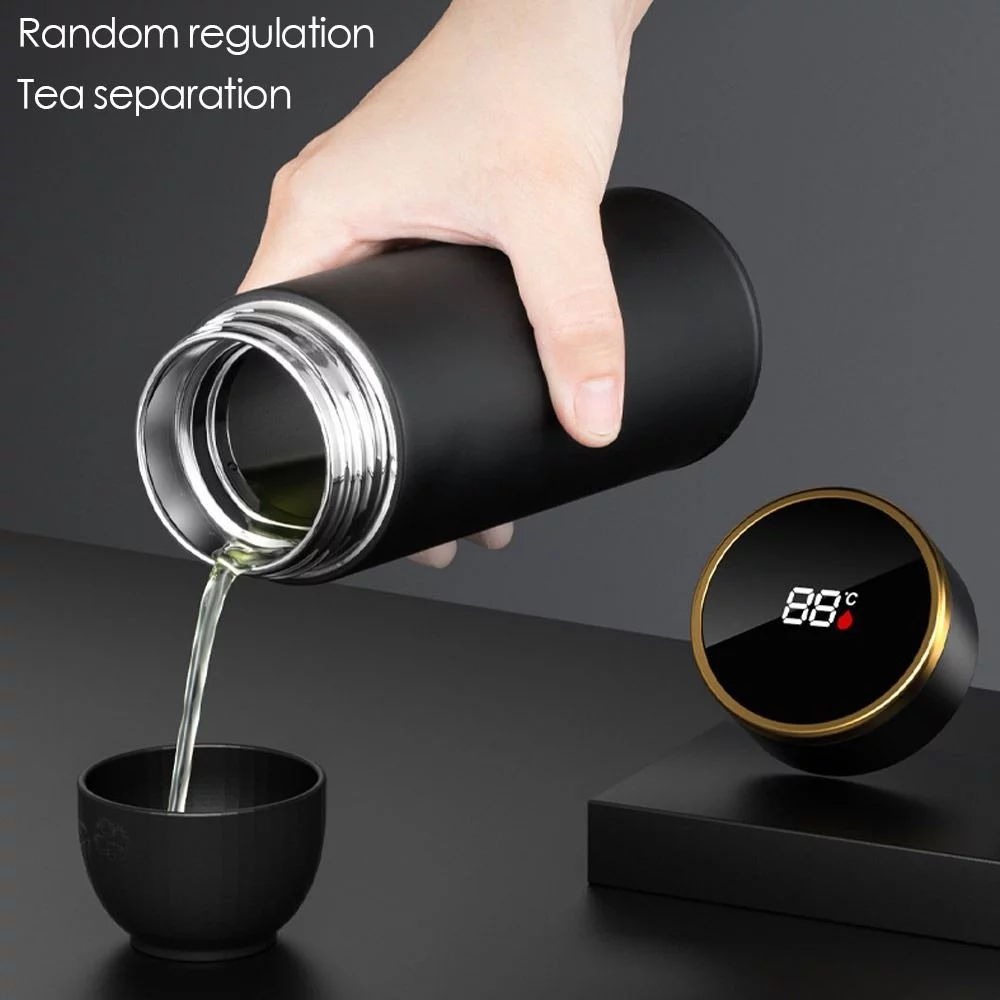 Drinkware Vacuum Flasks LED Display Miniature Water Bottle Premium Travel  Mug Tea and Water Separation Thermos Cup Intelligent Temperature Display BLUE