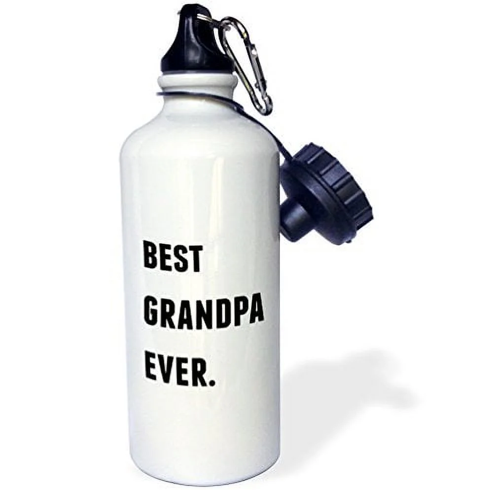3dRose Best Grandpa Ever, Black Letters On A White Background-Sports Water Bottle, 21oz , Multicolored