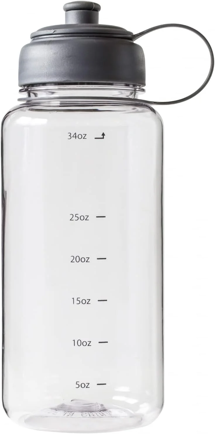 Nordic Water Bottle 32Oz With Rubber Airtight Lid - Grey