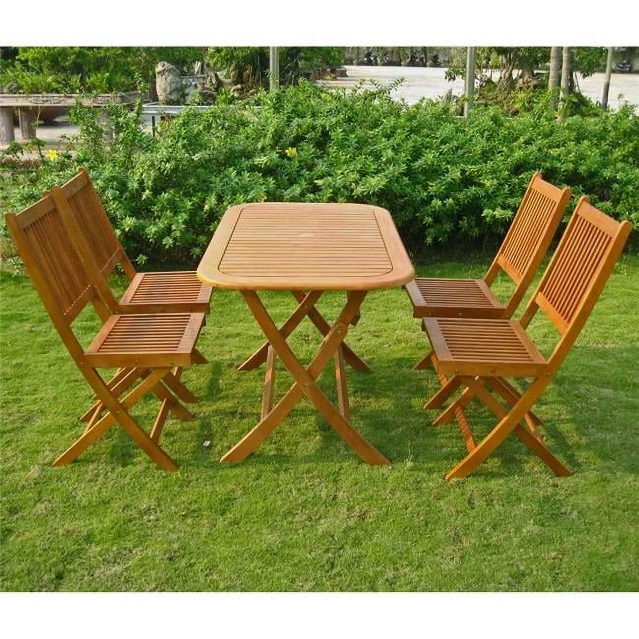 International Caravan RE-53-VN-128-4CH Royal Tahiti Melilla Dining Group, Stain - 5 Piece