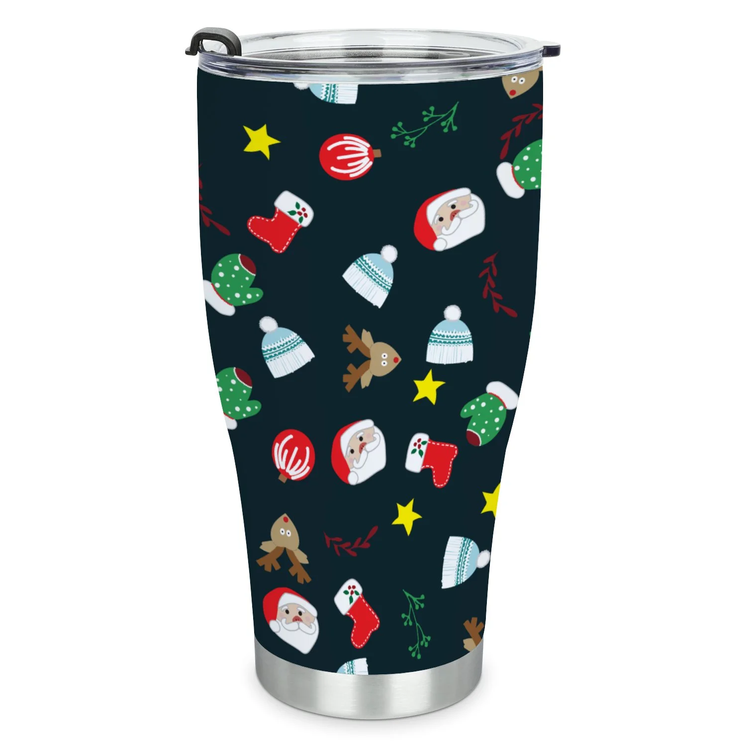 Hidove Stainless Steel Tumbler, Seamless Christmas and New Year`s Pattern 30oz Leak Proof & Stainless Steel Bottle for Hot & Cold Drinks - Coffee Travel Mug, Water Metal Canteen, Thermal Cup