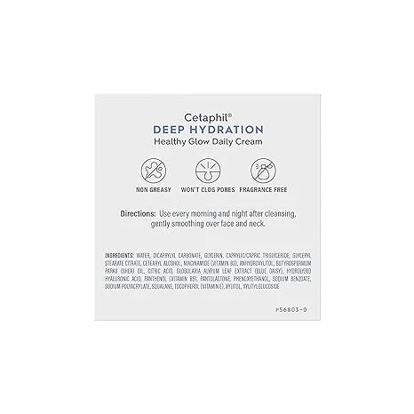 Cetaphil Deep Hydration Healthy Glow Daily Face Cream, 1.7 oz, 48 Hour Dry Skin Face Moisturizer for Sensitive Skin, With Hyaluronic Acid, Vitamin E & Vitamin B5