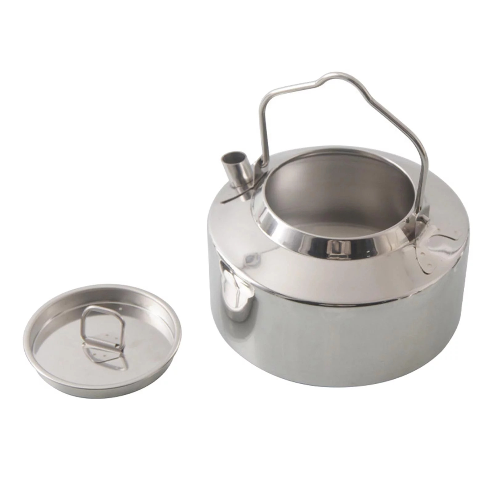 Outdoor Camping Kettle with Folding Handle Stainless Steel Ultralight Big Capacity Teapot for Hiking Picnic Field Boiling Water