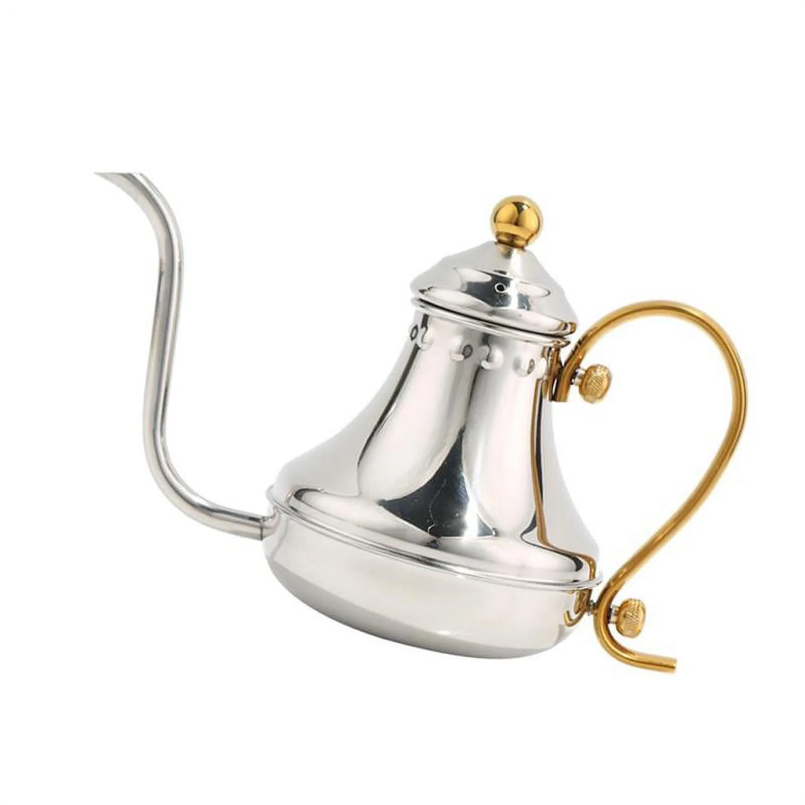 Hand Drip Coffee Pot Stainless Steel Fine Mouth Teapot Drip Kettle 3 Colors - Silver