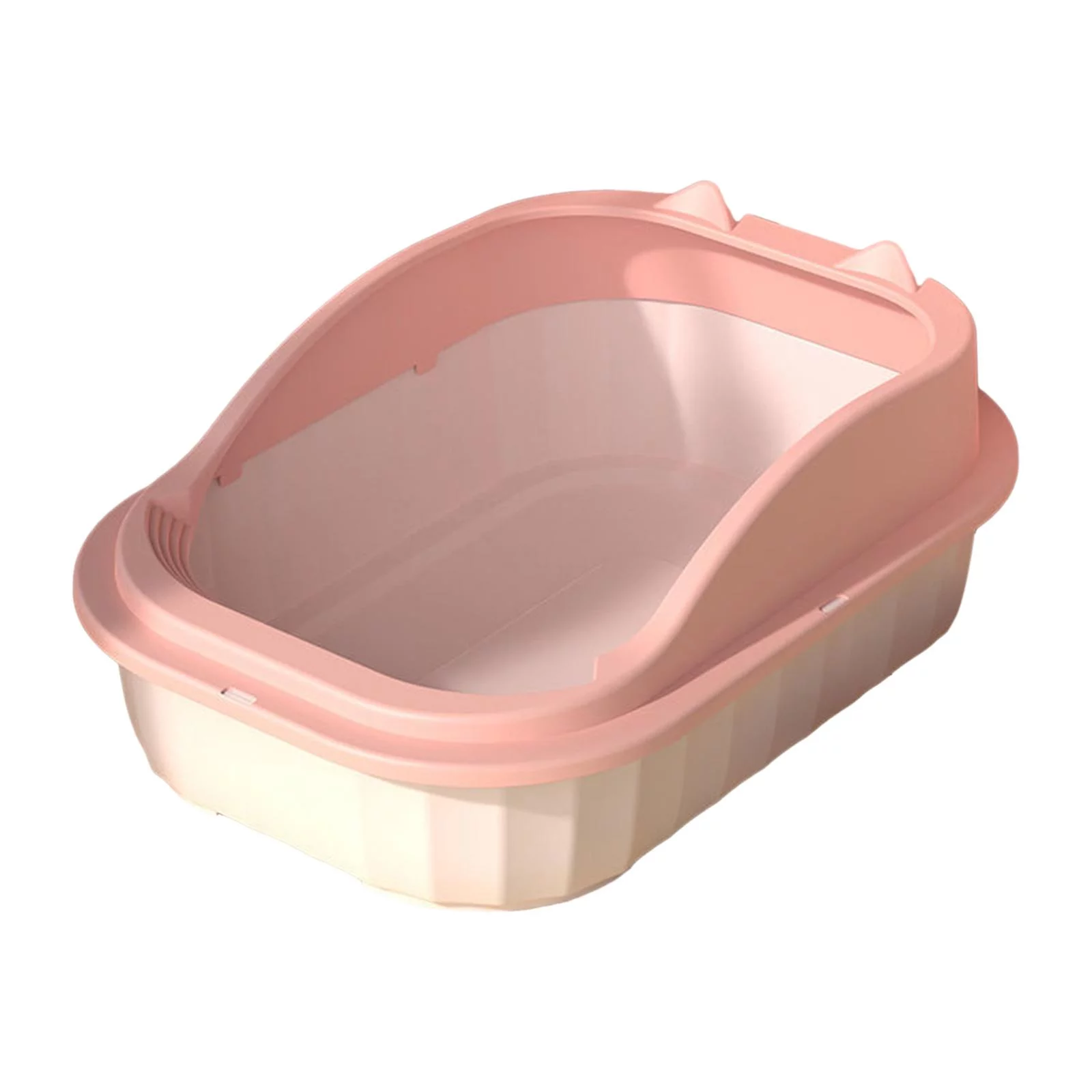 Cat Litter Box Open Top Pet Litter Tray High Sided Litter Pan Splashproof Cat Sand Box Bedpan Potty Toilet for Kitten Small Animals Hamsters pink S