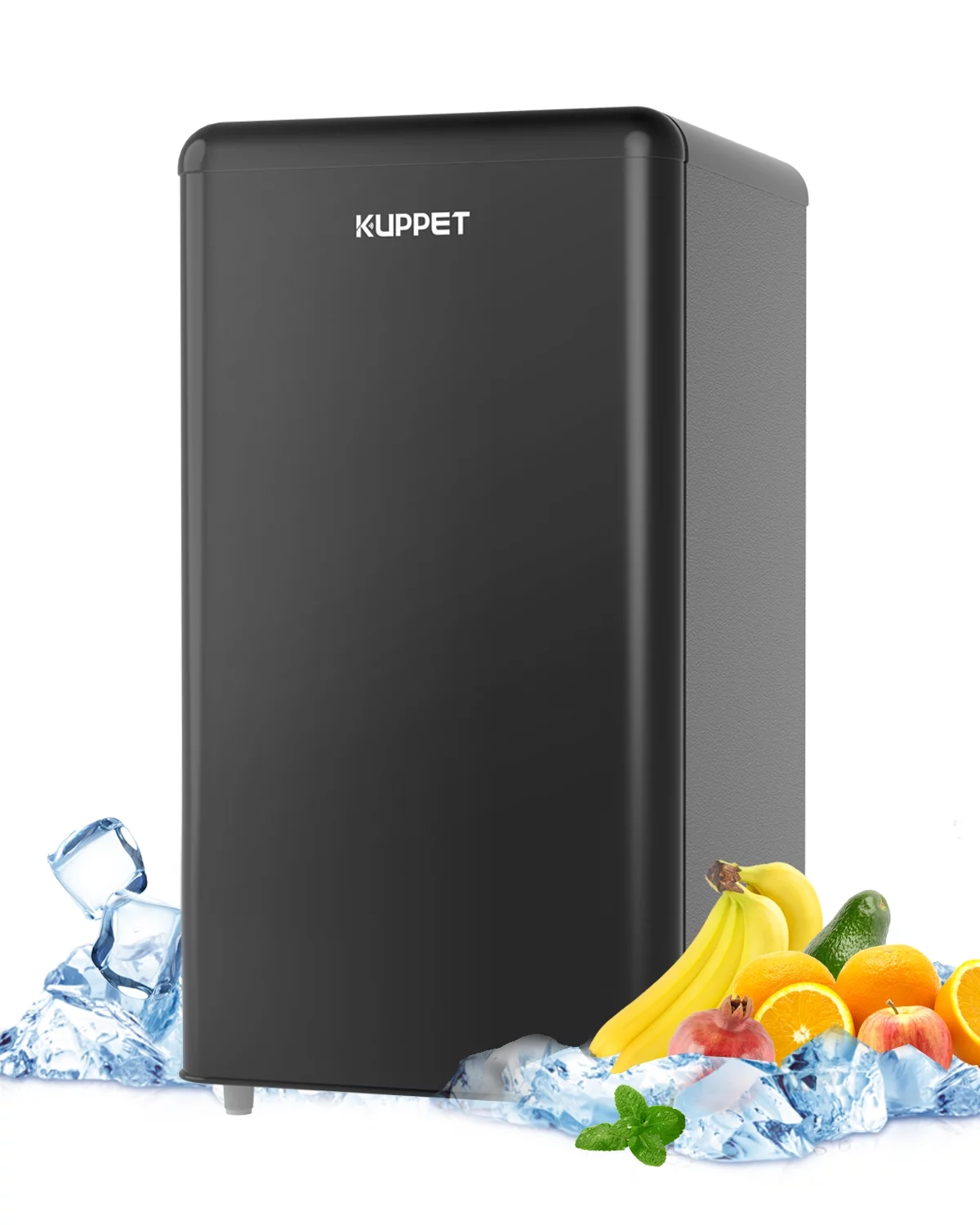 KUPPET Compact Refrigerator, Mini fridge with Thermostat Adjustable for Bedroom, Drom, Apartment, Garage, Office, Single Door Mini Fridge, 3.5 Cu.Ft (Black)
