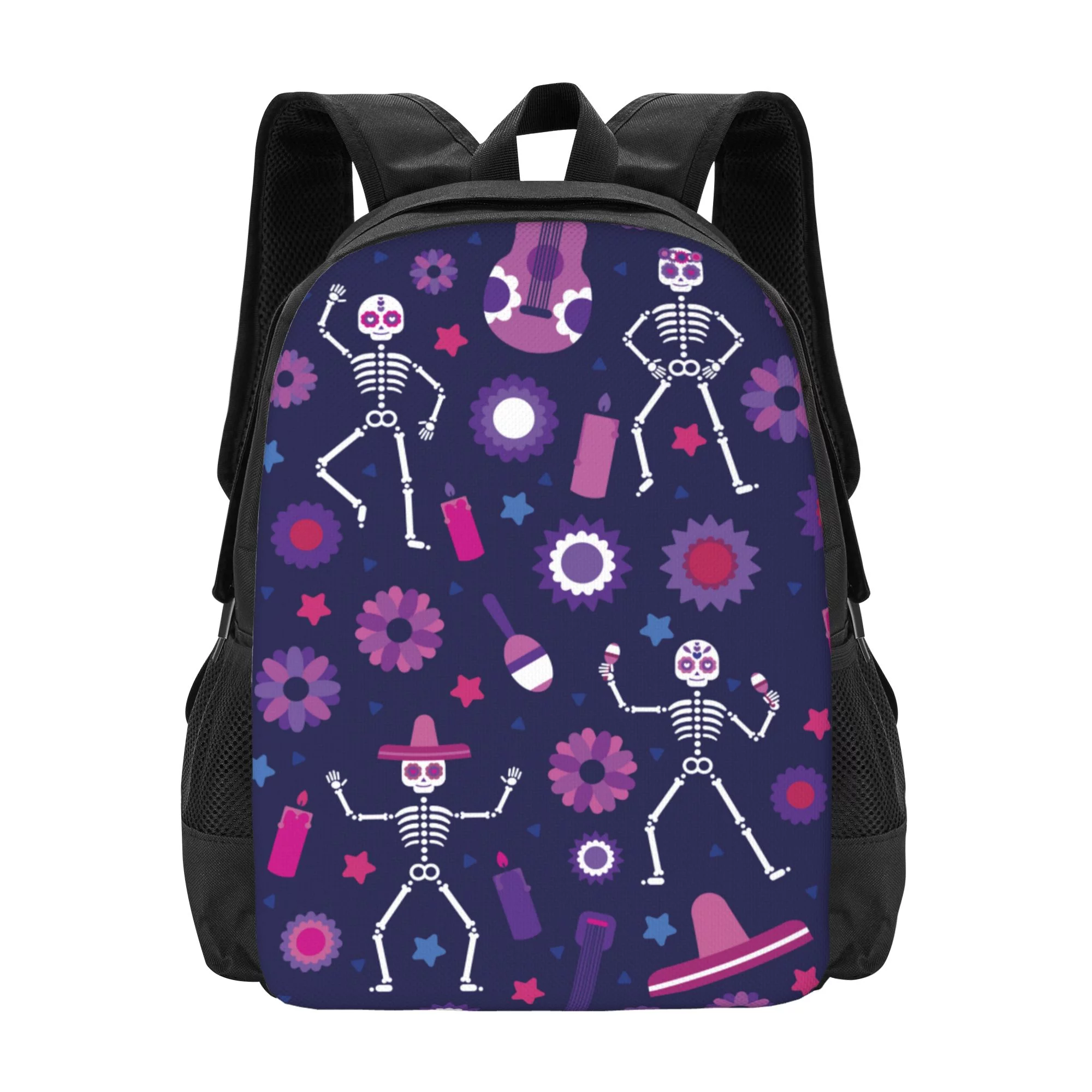 DouZhe Lightweight Backpack, Colorful Mexican Skull Flower Prints Travel Outdoor Hiking Bag School Bookbag Casual Daypack Backpacks for Women Men