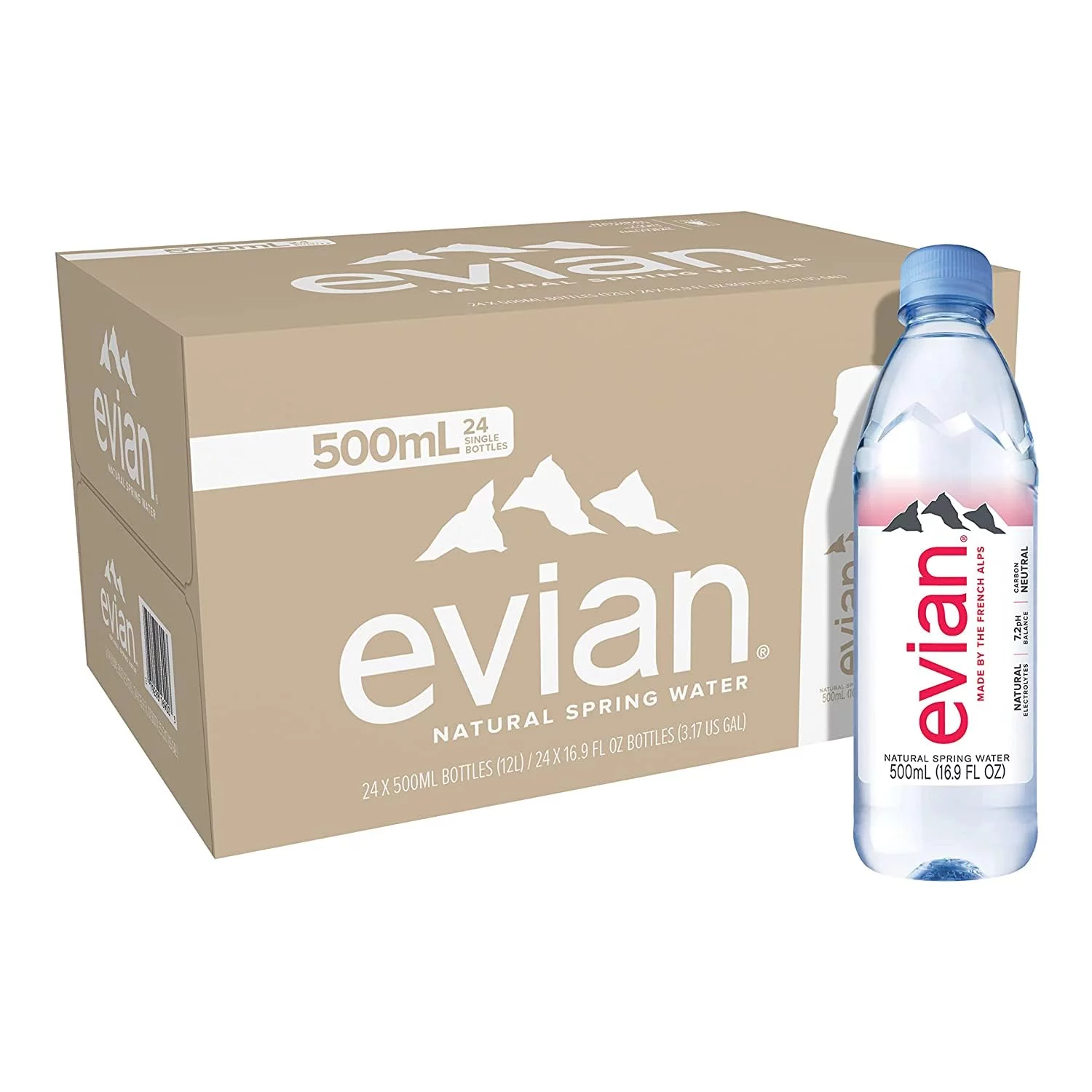 Evian Natural Spring Water, Naturally Filtered Spring Water, Naturally Filtered Spring Water In Large Bottles, 33.8 Fl Oz (Pack Of 6)