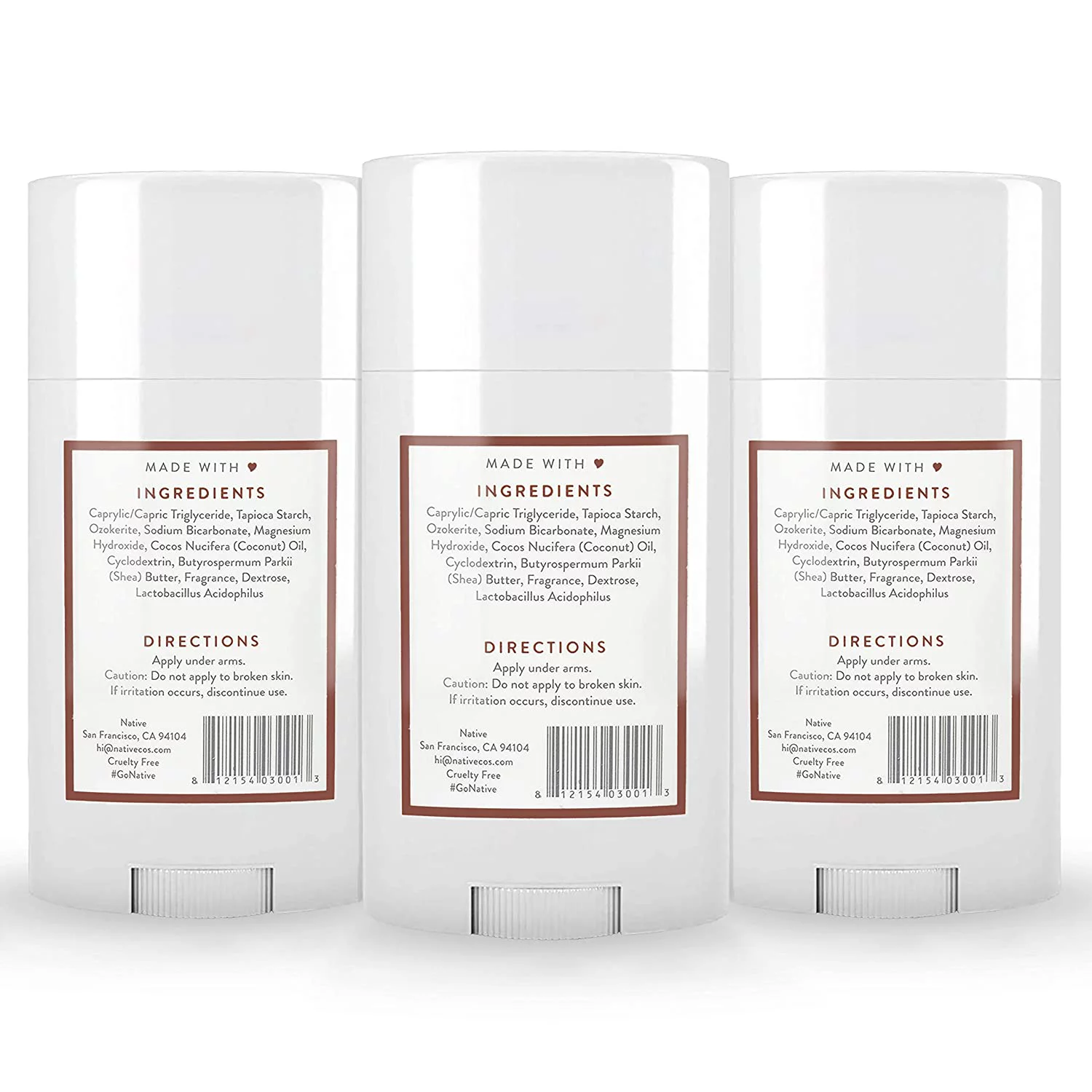 Native Deodorant - Natural Deodorant for Women and Men - 3 Pack Coconut & Vanilla - Contains Probiotics - Aluminum Free & Paraben Free, Naturally Derived Ingredients - Vegan,