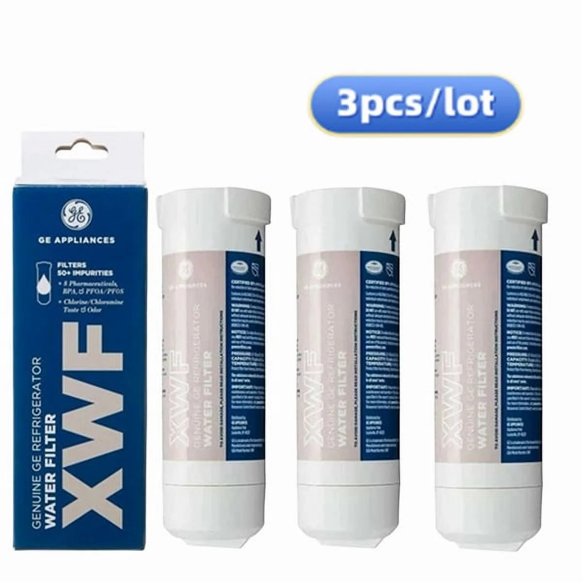 3 Pack XWF Replacement XWF Appliances Refrigerator Water Filter New Sealed, White