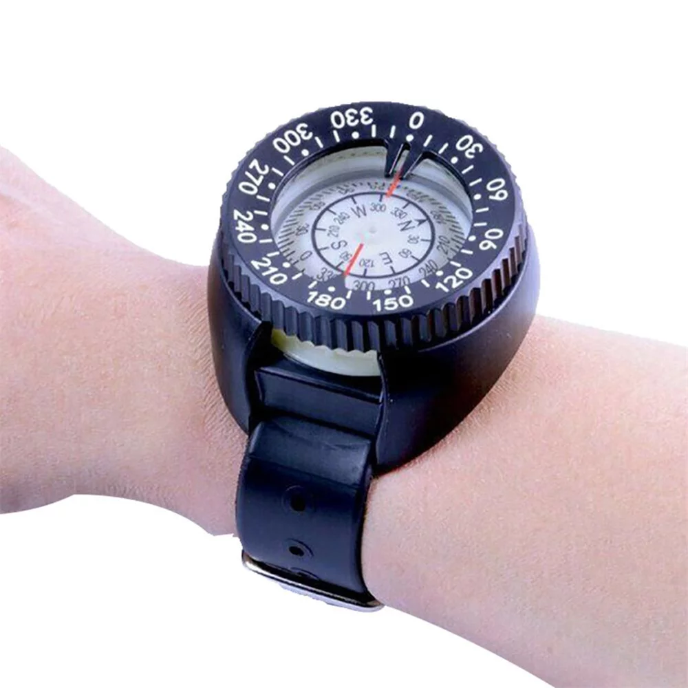 Occkic 164ft diving compass underwater cave camping compass with wrist strap diving watch, Black