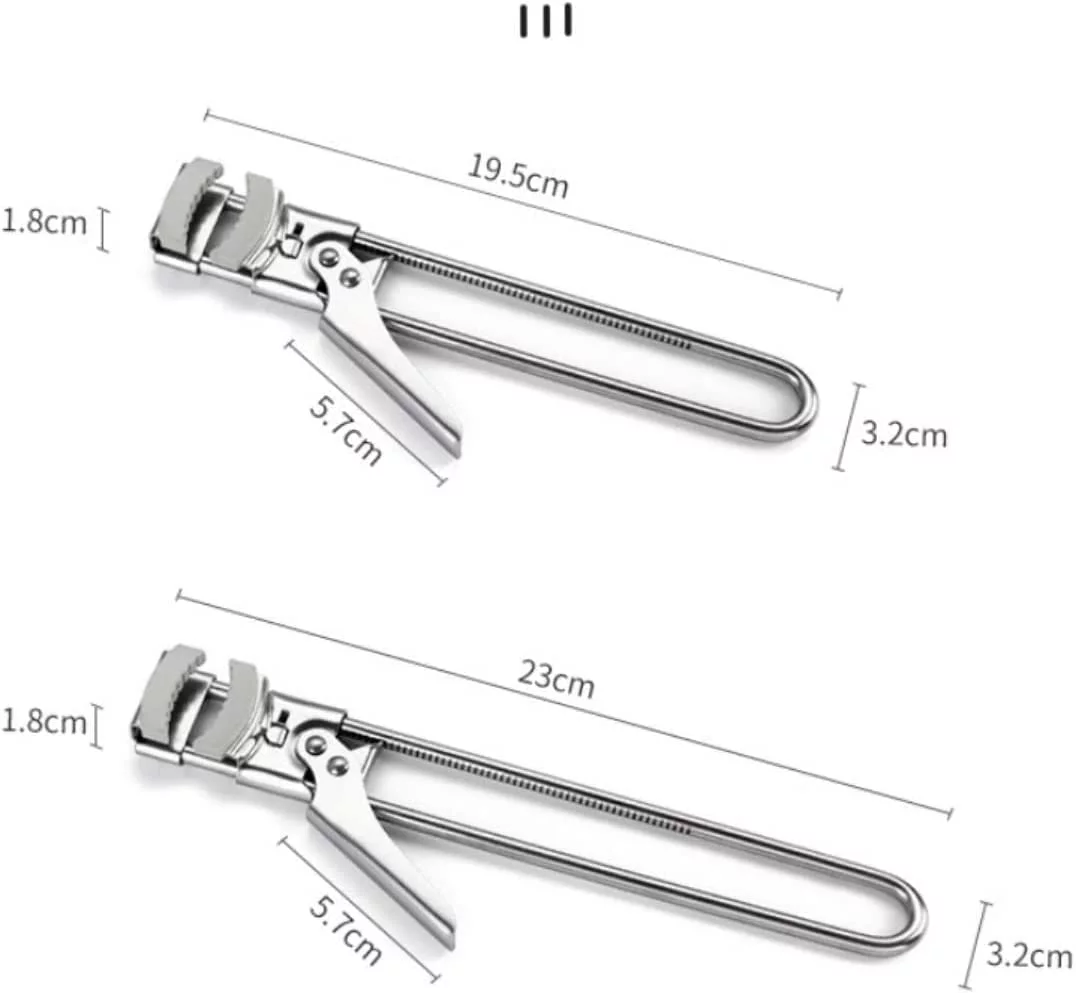 Adjustable Multifunctional Stainless Steel Can Opener, Jar Opener for Weak Hands Remover Tin Gripper Easily Opens, Longer Handheld Bottle Opener for Any-Size lids (3pcs, 7.68 inch)