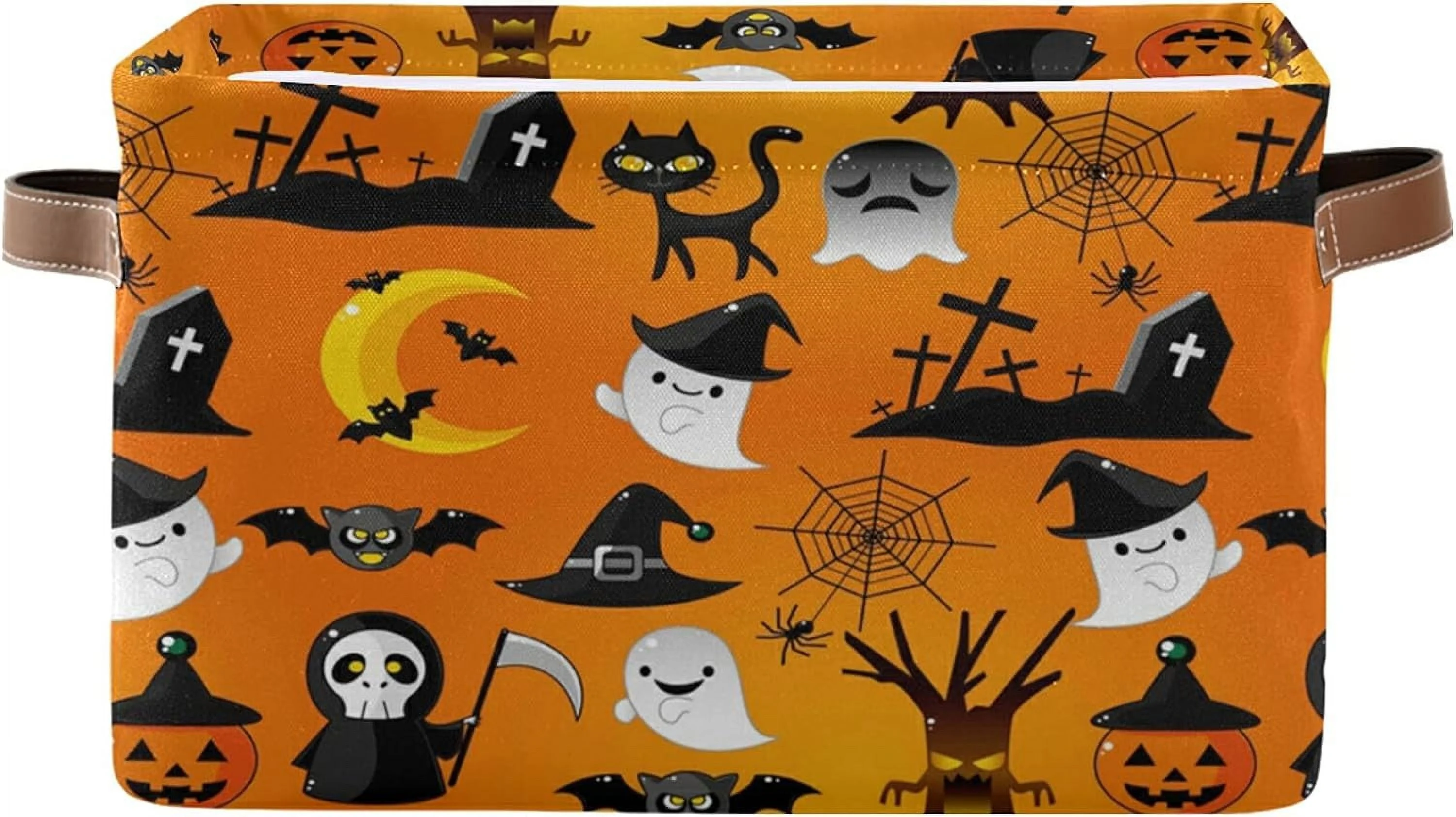 Coolnut Halloween Pumpkin Cat Storage Bin for Toy Storage Basket Dirty Clothes Sundries Office Home Closet Organizer Shelf Cube Box Waterproof Laundry Basket Decor Gifts