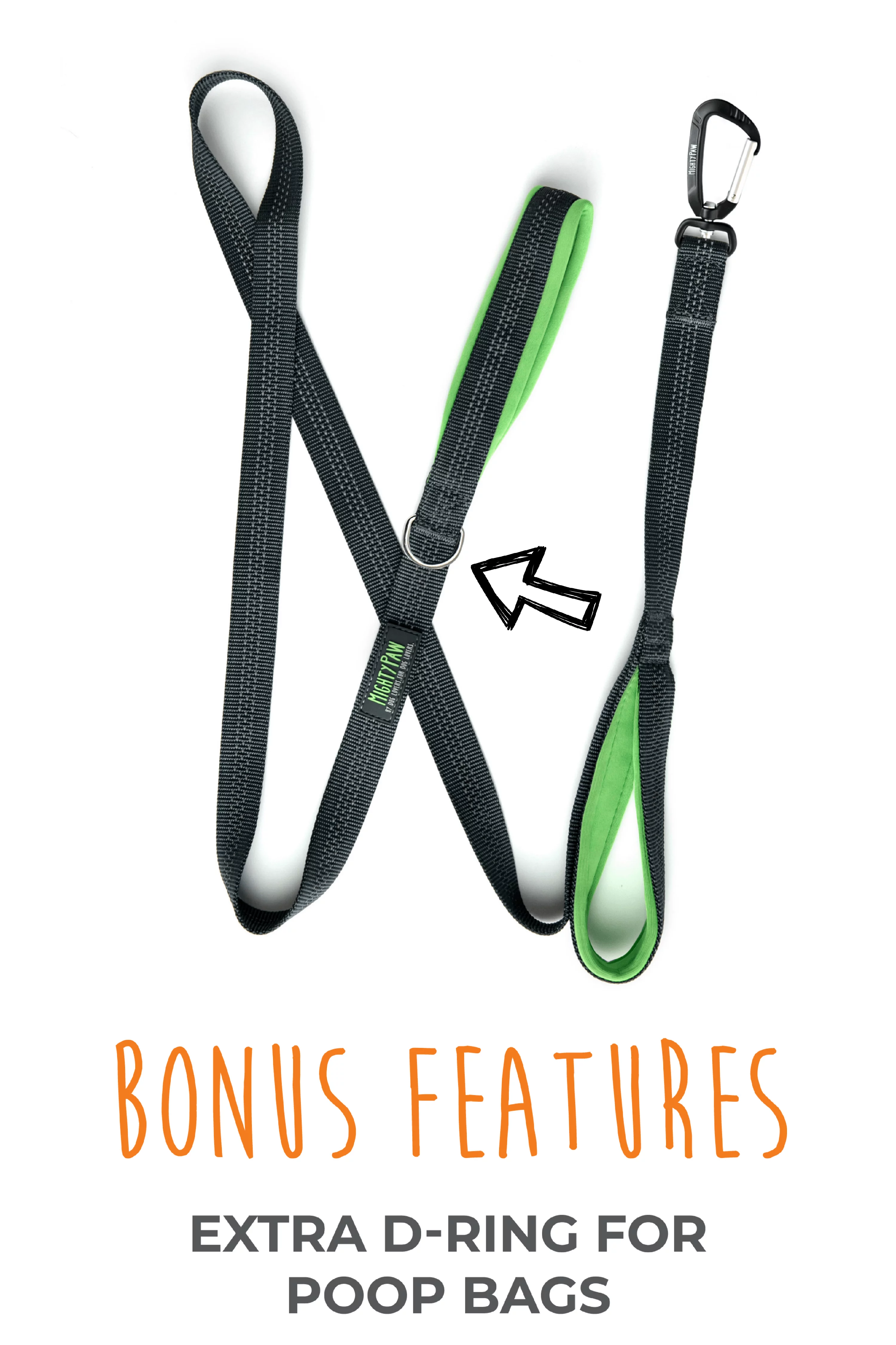 Mighty Paw Dual Handle Dog Leash, 6 foot Dog Lead with Soft Neoprene Handles to Protect Your Hands. Our Reflective Leash allows You to Easily Control Your Pet While Walking (6 Foot, Grey)