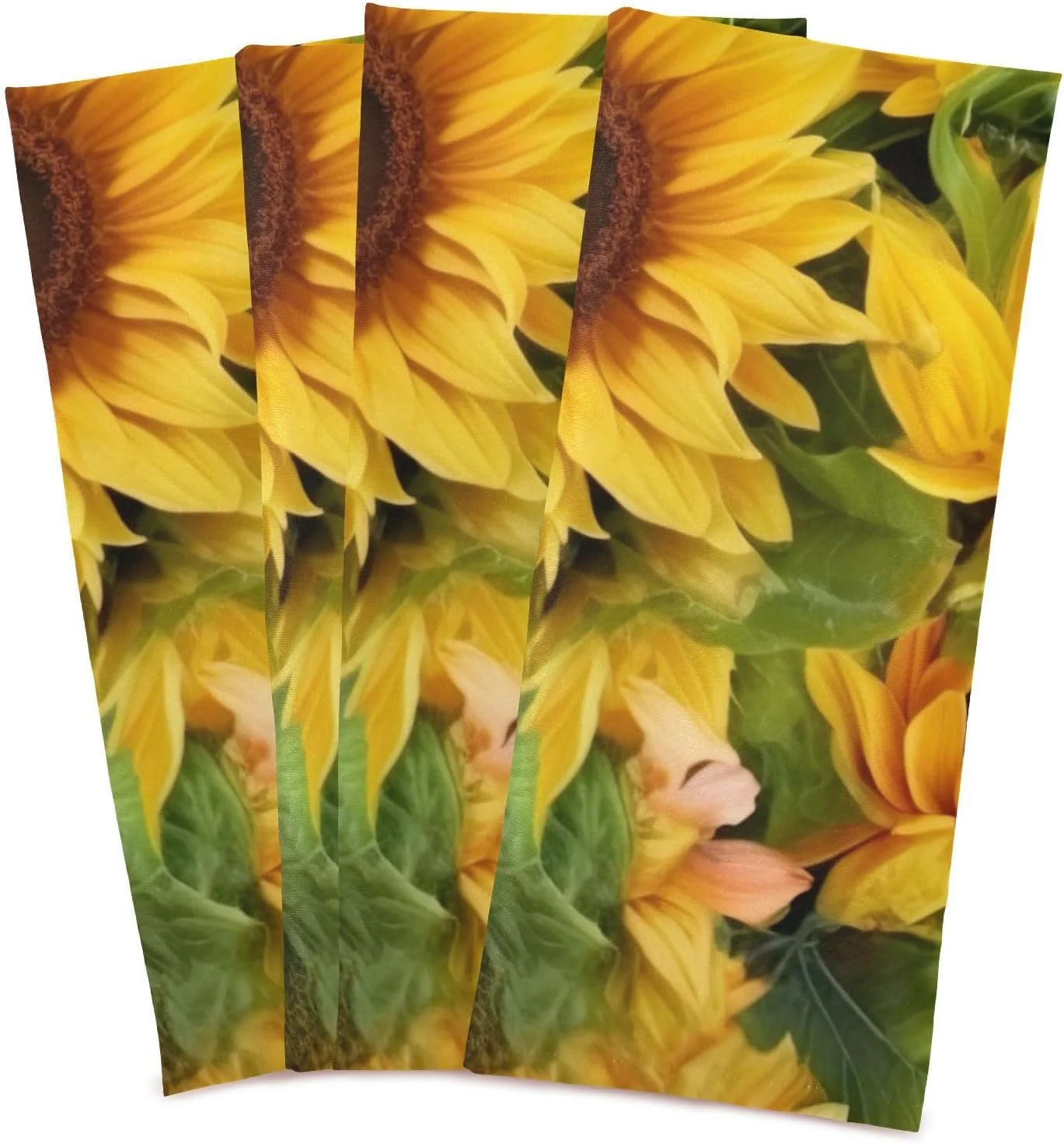 Dreamtimes Beautiful Sunflowers Kitchen Towels, 18 x 28 Inch Super Soft and Absorbent Dish Cloths for Washing Dishes, 4 PCS Reusable Multi-Purpose Microfiber Hand Towels for Kitchen