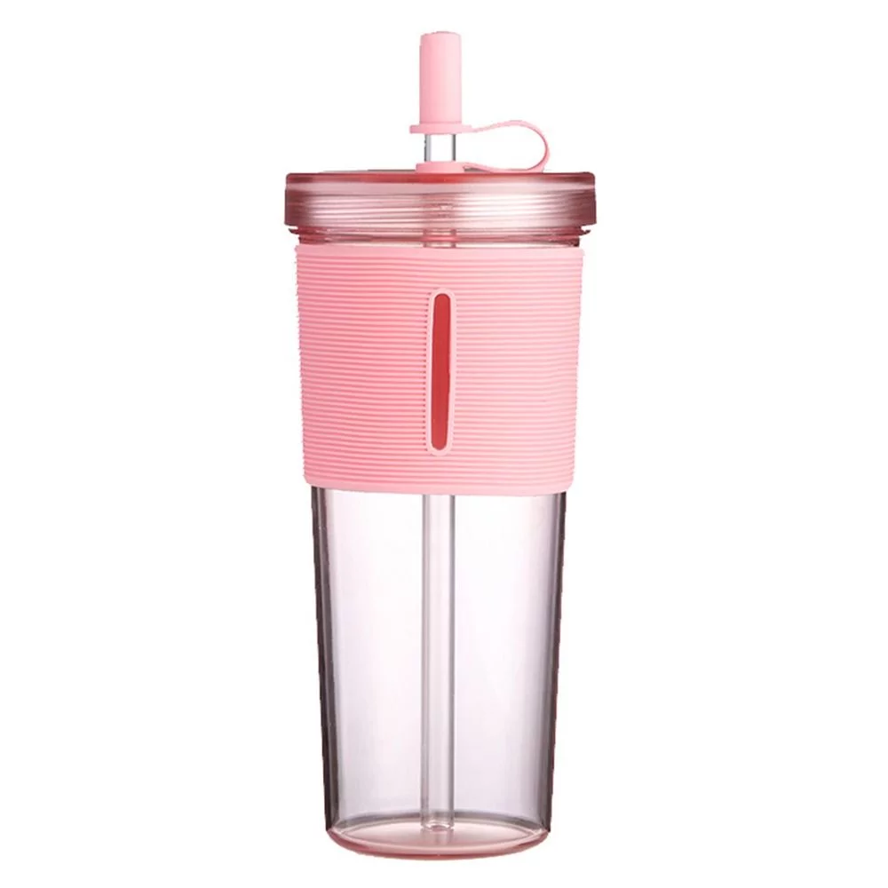 700ml Kettle Transparent Large Capacity Drink Bottle Plastic Cup Water Bottle Straw Cup RED