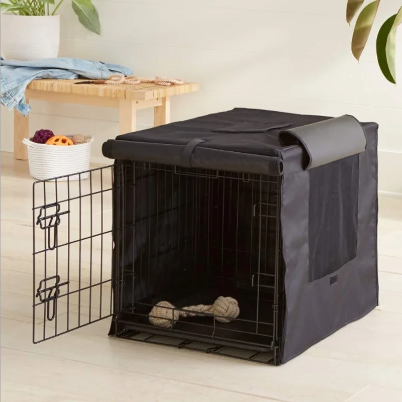 Vagascape Dog Crates Kit for Small Size Dogs Indoor with Dog Crate Cover, Double Door Dog Kennels & Houses for Puppy and Cats, Collapsible Metal Contour Dog Cages (42-Inch Kit)