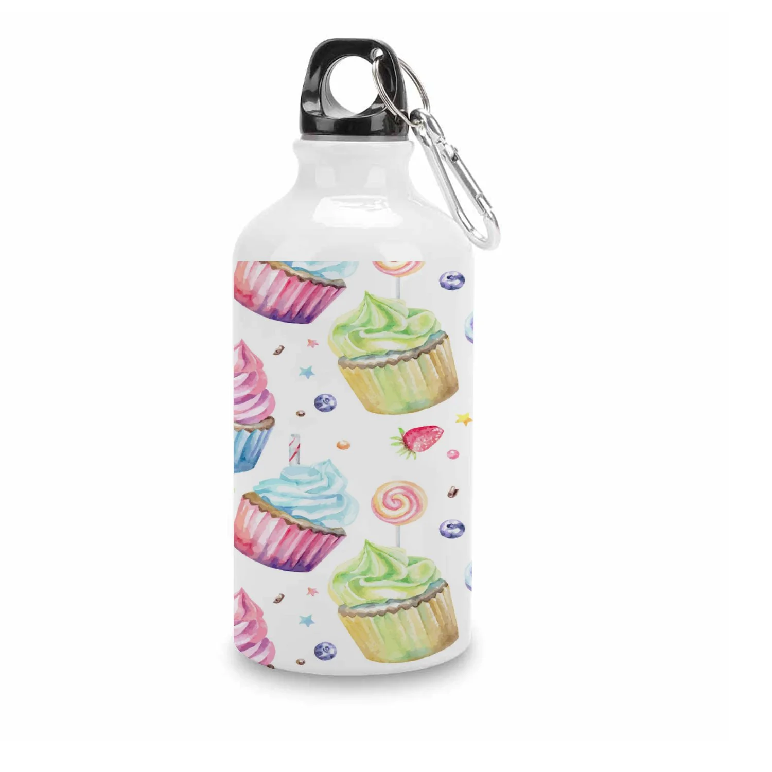 GZHJMY Sports Water Bottles, Cartoon Colourful Ice Cream Large Capacity Aluminium Portable Leakproof Lightweight Drink Bottles for Fitness and Outdoor Enthusiasts