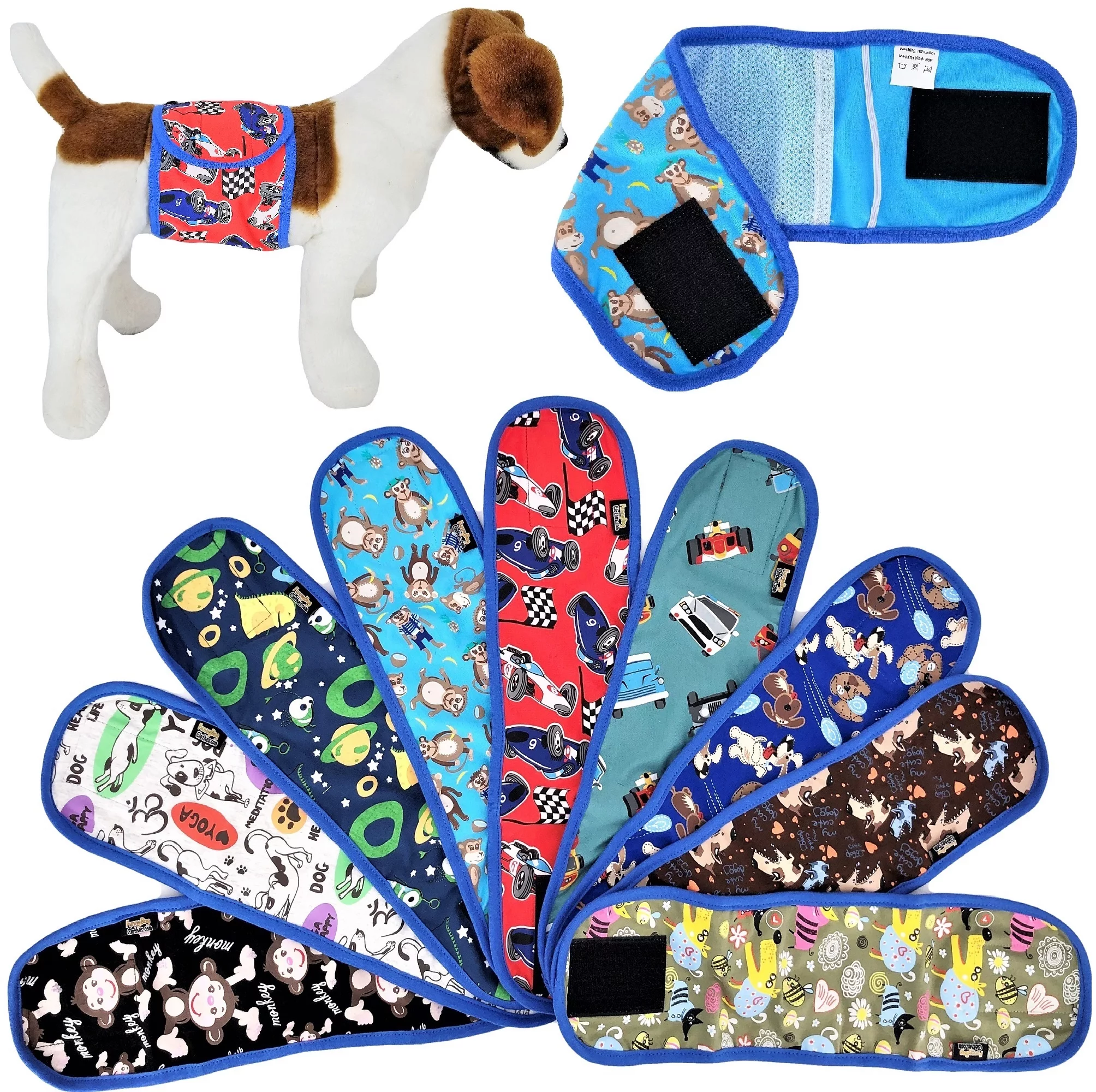 PACK of 3 or 9 WASHABLE Dog Male Diapers BELLY BAND Wrap Reusable for SMALL Pet sz L: waist: 13