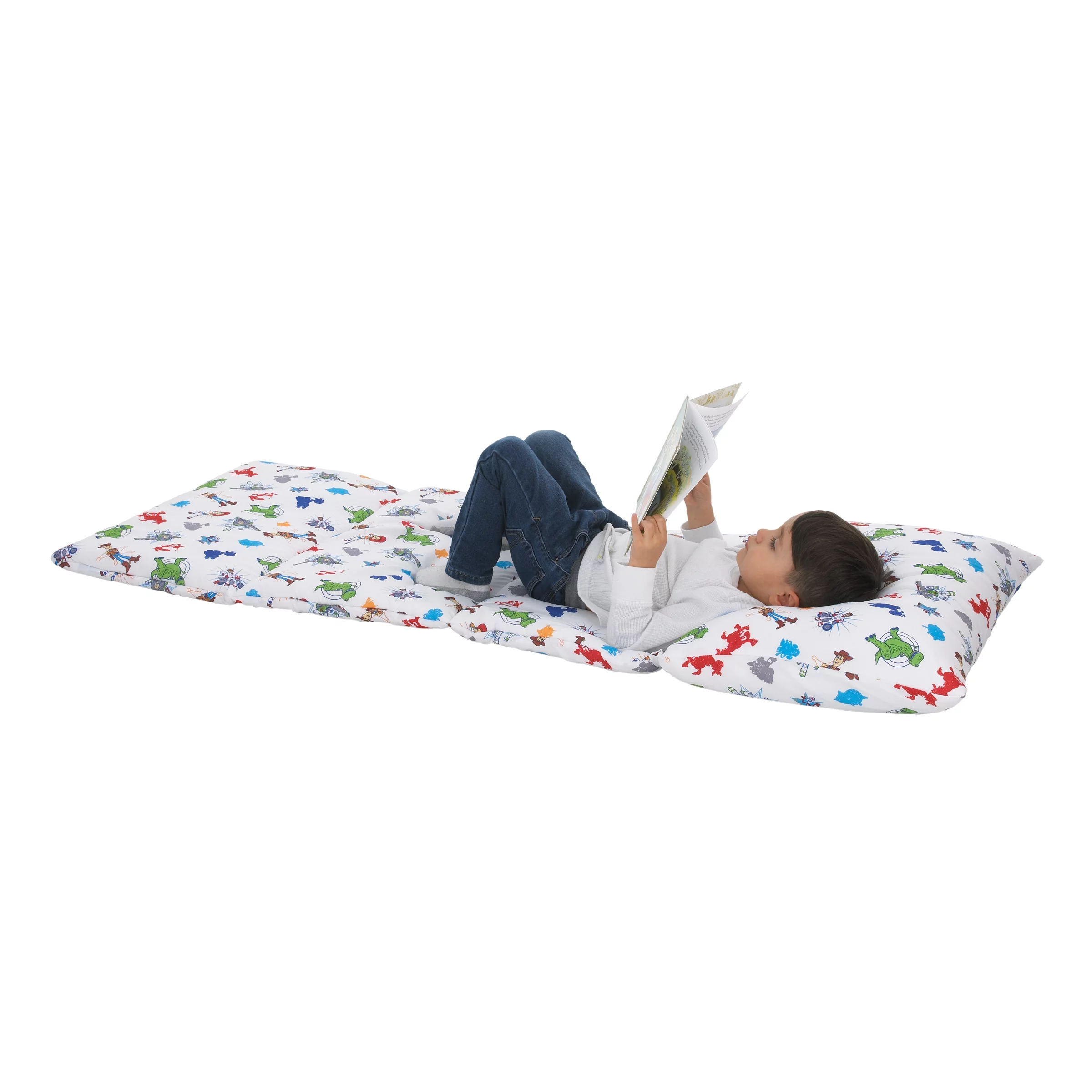 Disney Toy Story EZ Fold Deluxe Toddler Nap Mat, Red, White and Blue, Male, Buzz, Woody and Forky
