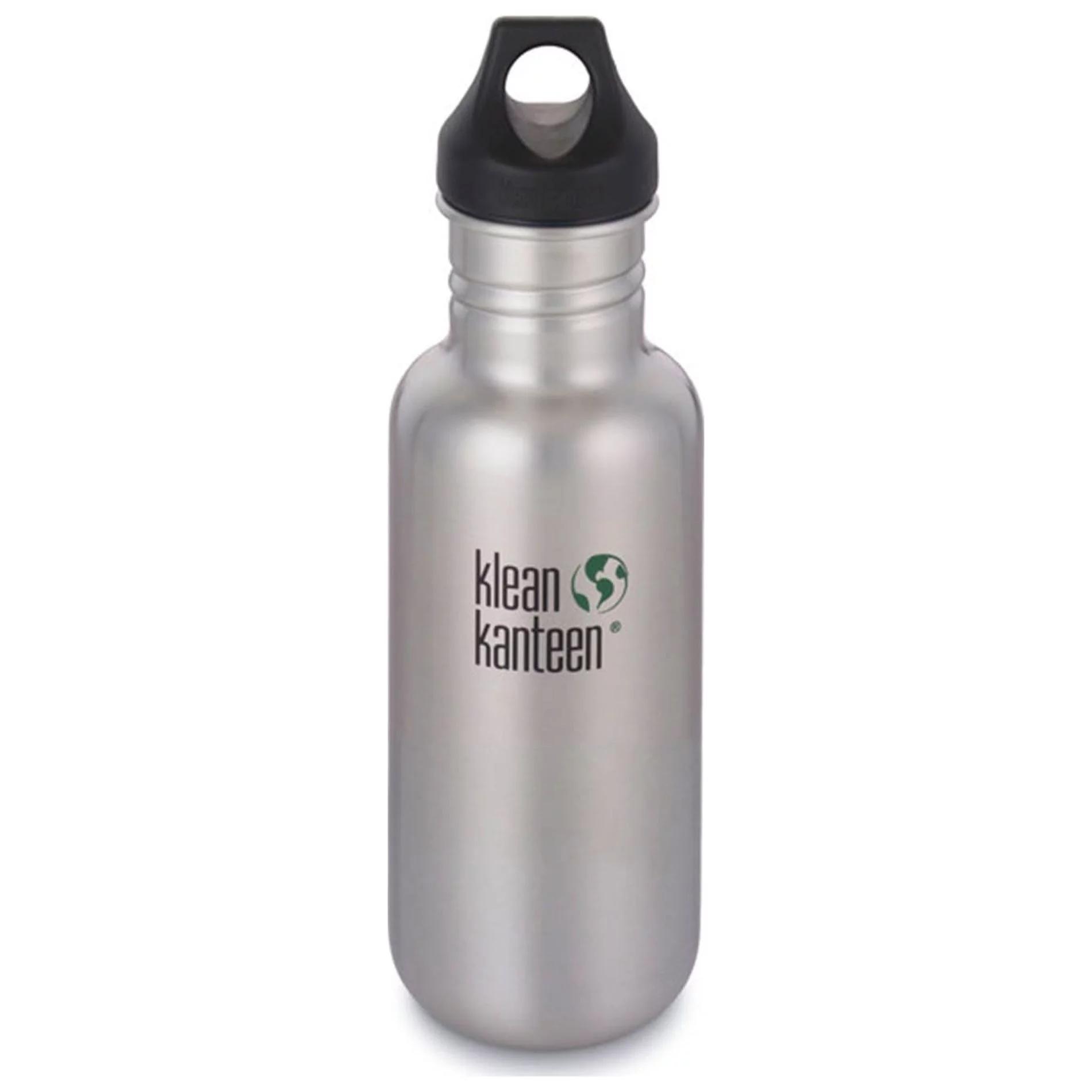 Klean Kanteen Classic Stainless Steel Water Bottle Single Wall and Leak Proof Loop Cap, Brushed Stainless, 18oz