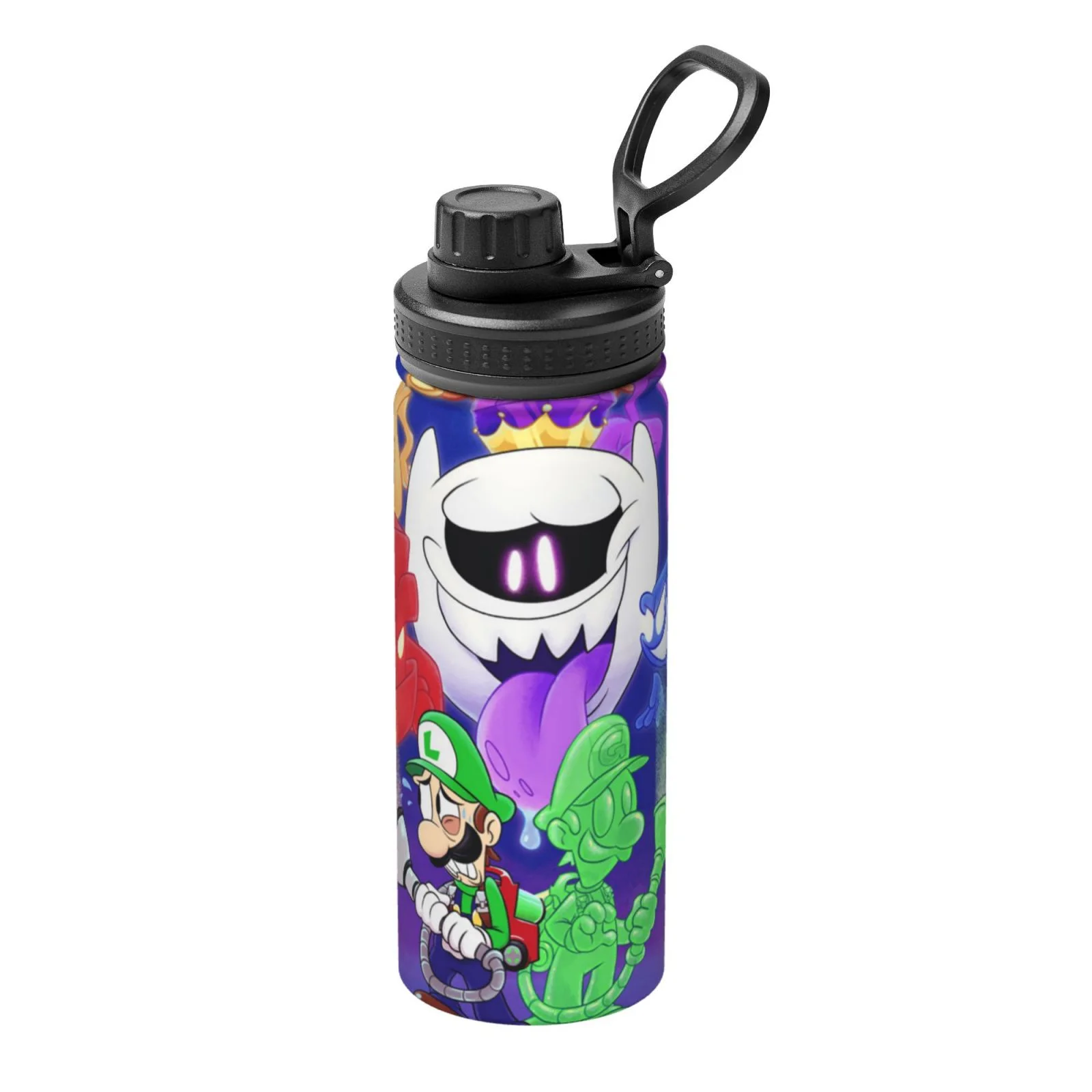 Luigi's Mansion Horror Unisex Sports Insulated Water Bottles Kettle Stainless Steel Portable Cup 18OZ For School Travel Gym Running