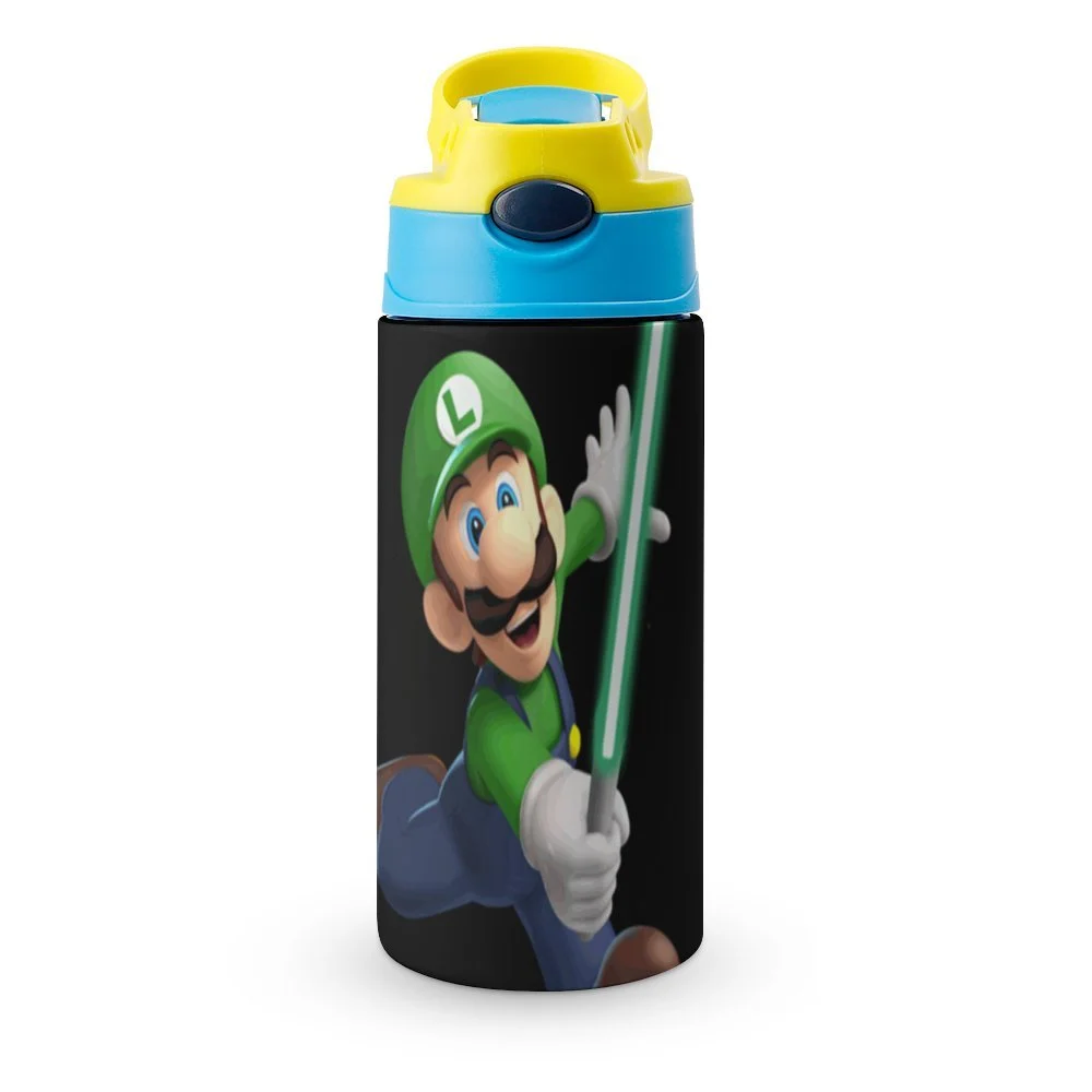 Adventure Luigi's Mansion Kid's Insulated Water Bottle With Straw Vacuum Stainless Steel Cup Leak-Proof Children Toddler Thermoses