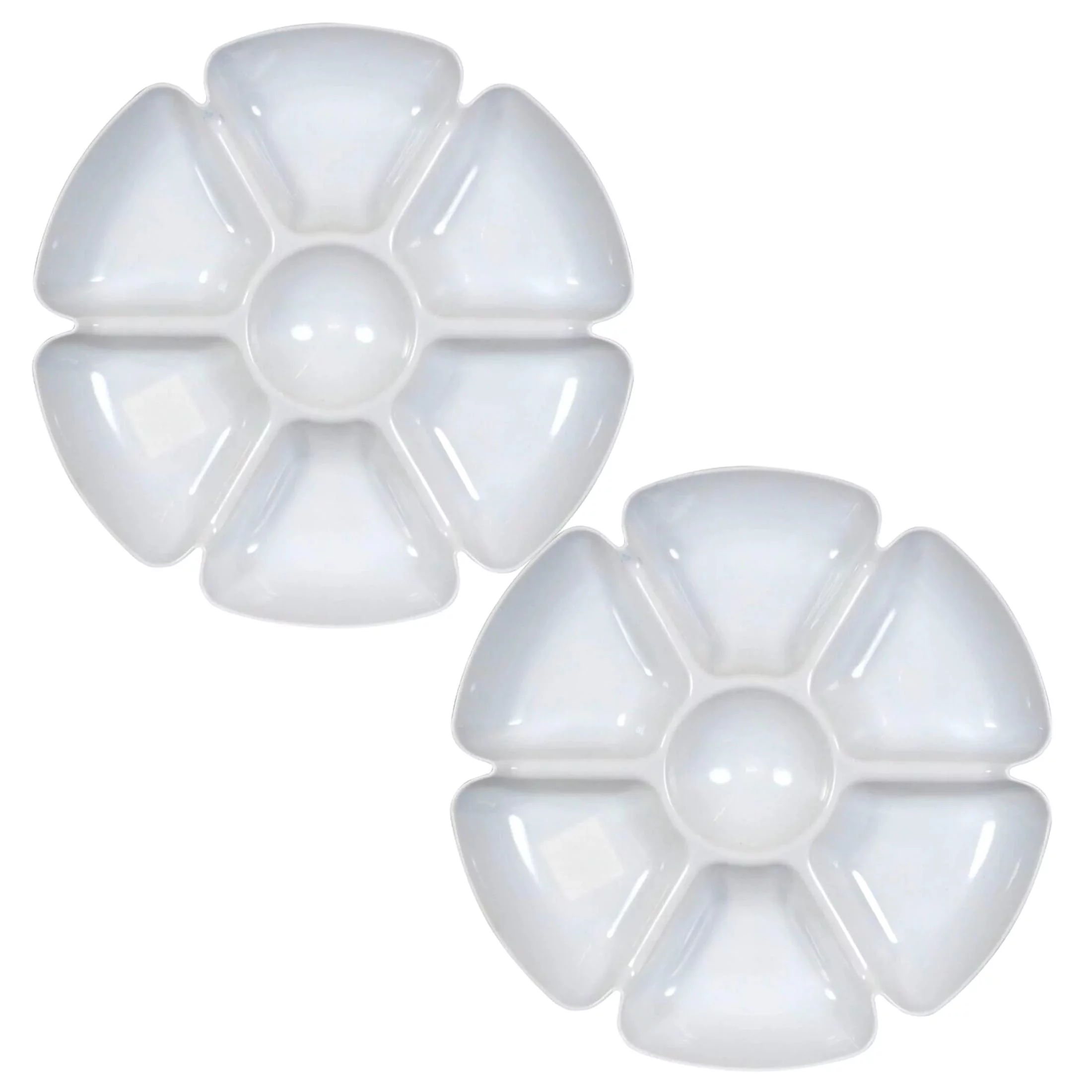 White Flower Shaped Scalloped Plastic Veggie Dip Trays 15.5in Home Kitchen Dish Serving Platter Dinner Picnic Buffets Party Favor Food Storage Organizer Gift Supplies Set of 2 Bundle with Oggetto