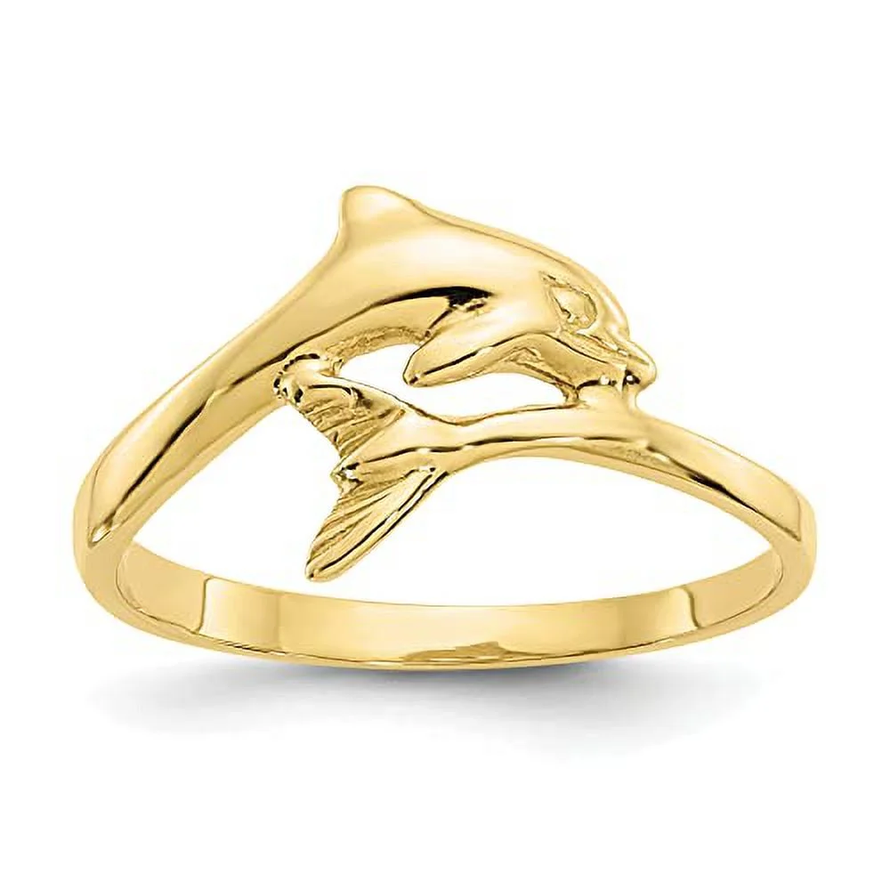 Saris and Things 10K Yellow Gold Dolphin Ring