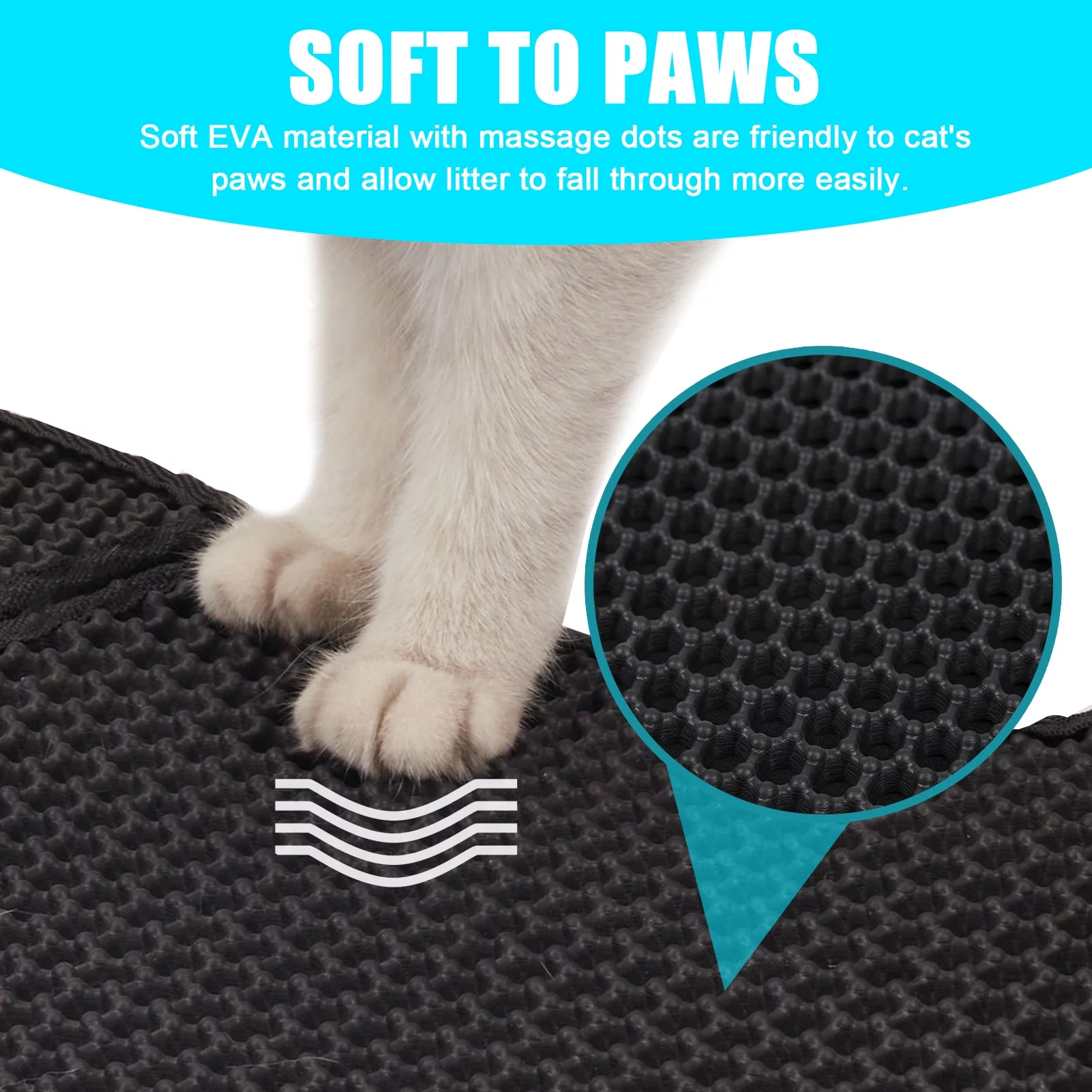 Htovila Cat Litter Mat Double Layer Foldable Mat Litter Box Rug