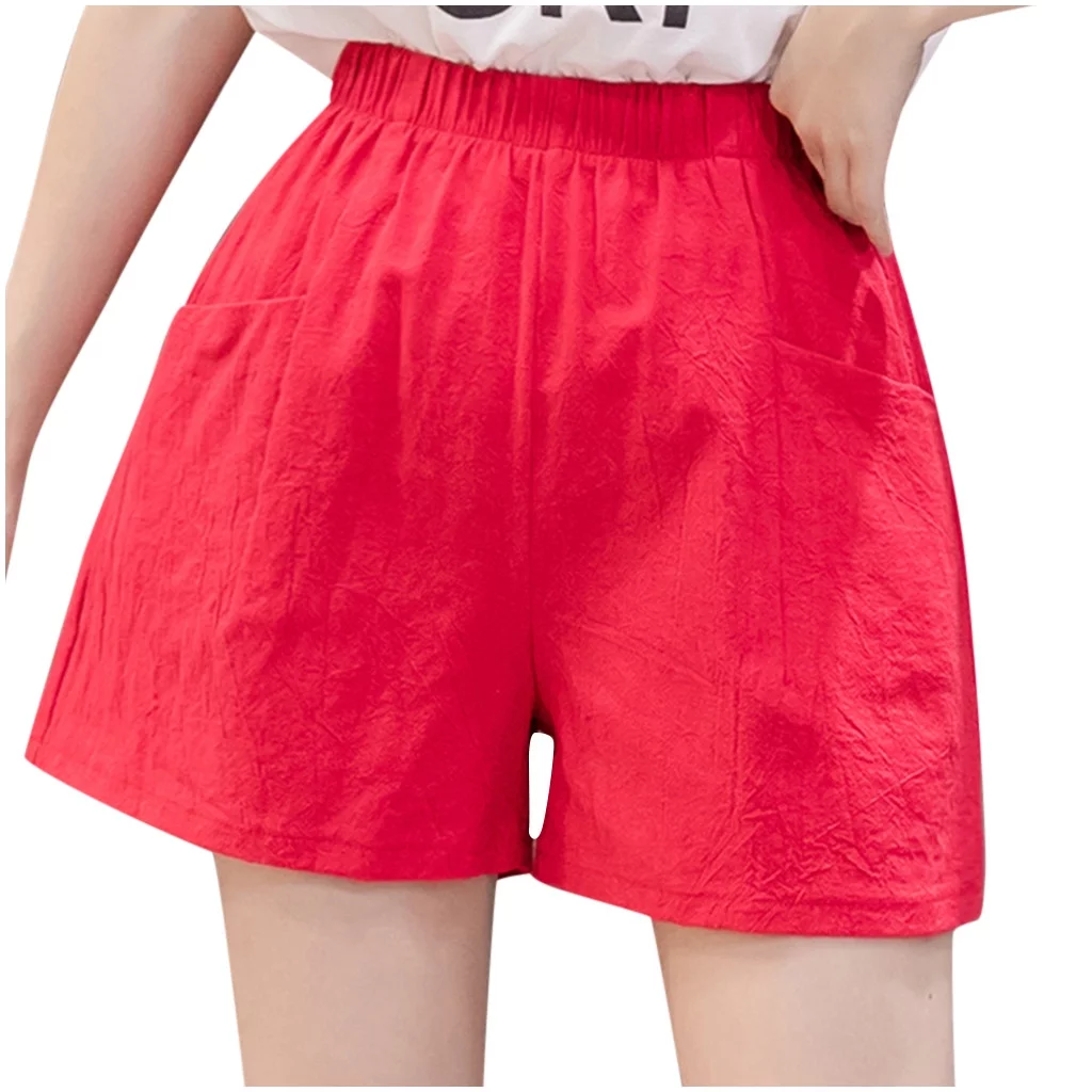Gloriia Plus Size Shorts for Women Cotton Linen Wide Leg Hiking Shorts Plus Size Casual Pull On Shortelastic Waist Pockets Board Shorts