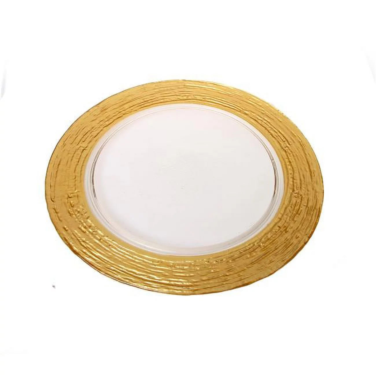 13 in. Glass Chargers with Gold Grain Border, Set of 4