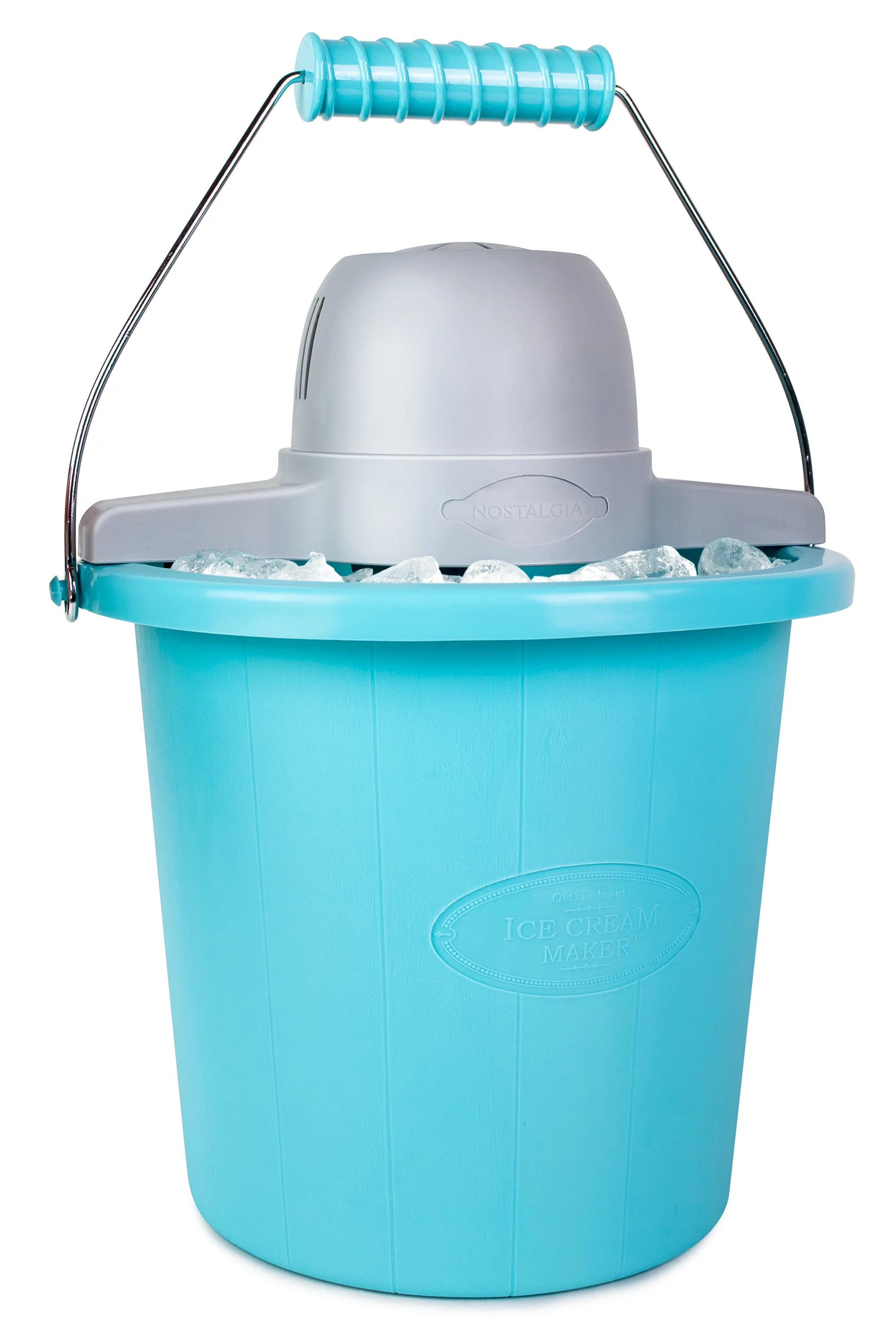 Nostalgia 4-Quart Bucket Electric Ice Cream Maker, Blue
